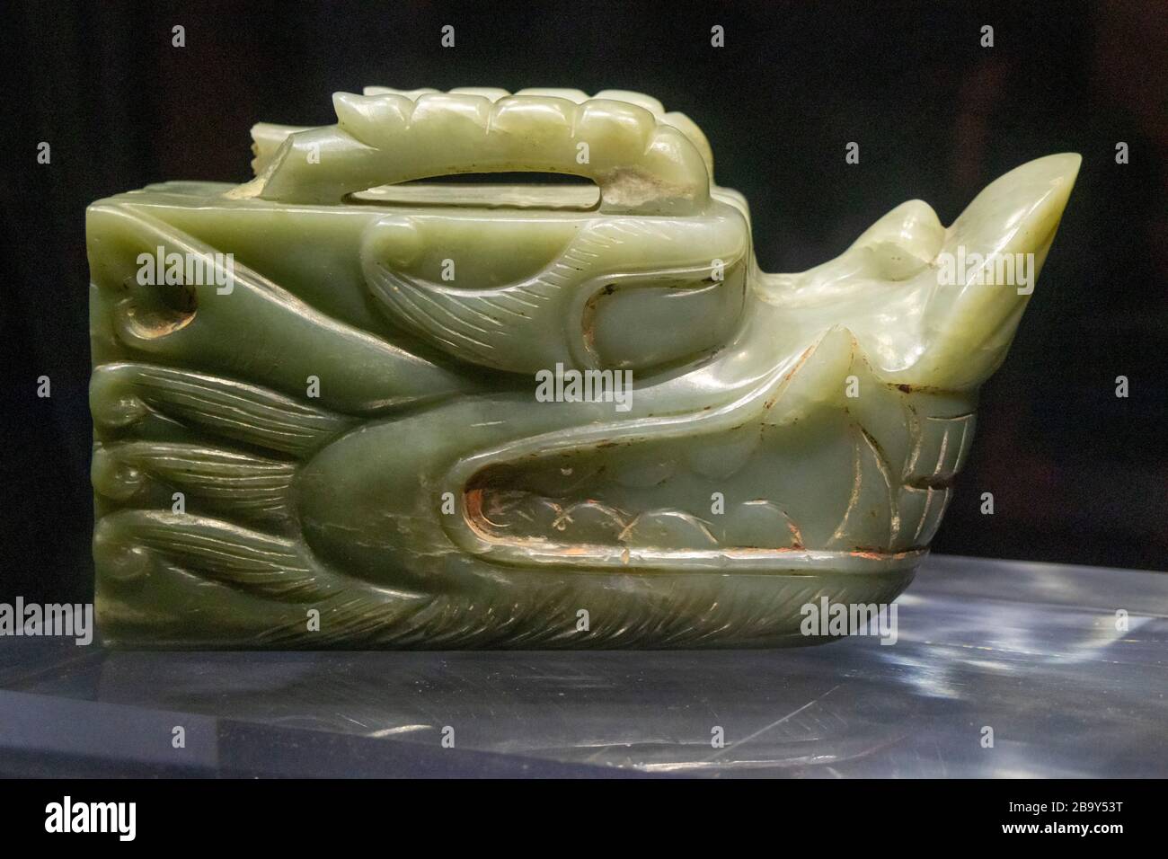 Ancienne sculpture de la tête de dragon de jade, Musée Xi'an Photo