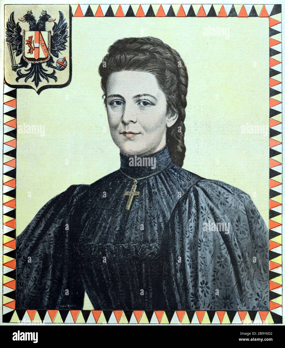 Portrait d'Empress Elisabeth d'Autriche (1837-1998) née Duchesse Empress en Bavière, puis Reine Consort de Hongrie. Vintage ou ancienne illustration Banque D'Images