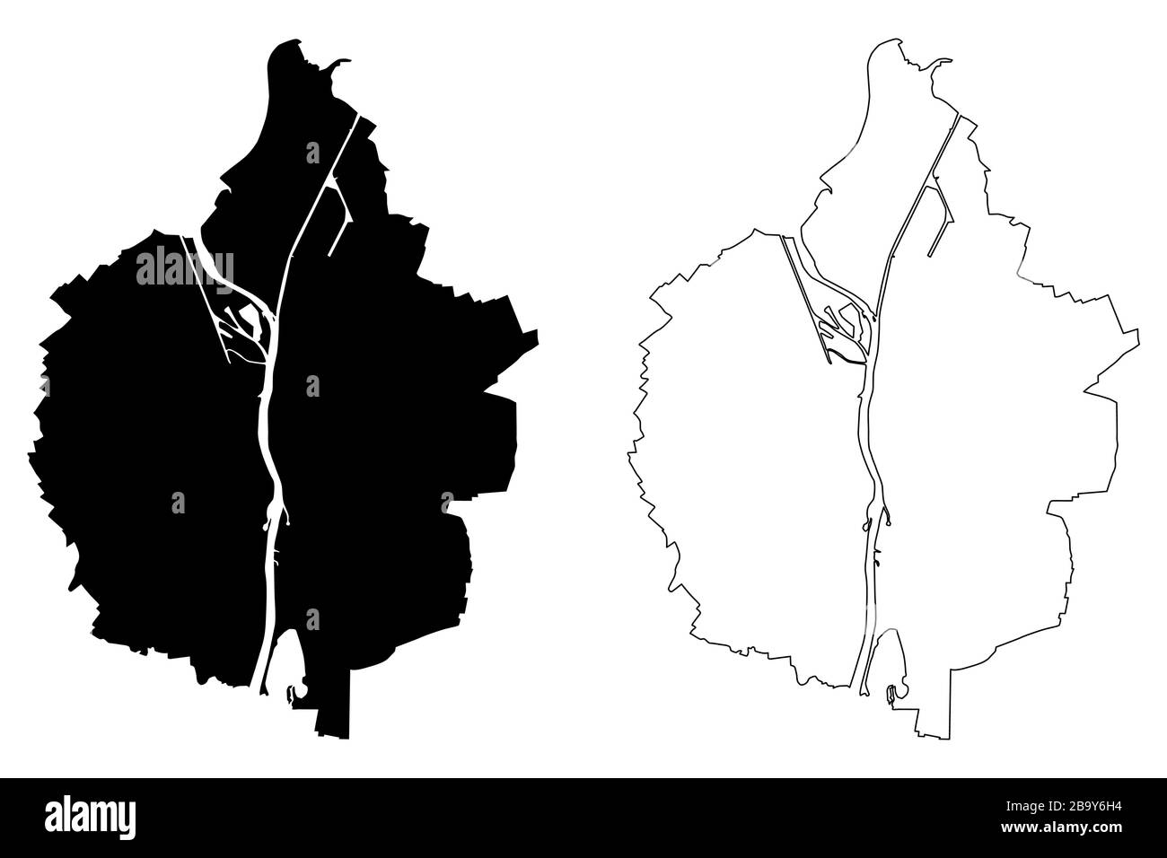 Maastricht City (Royaume des Pays-Bas, Limbourg, Pays-Bas) illustration vectorielle de carte, esquisse de gribble carte de Maastricht Illustration de Vecteur