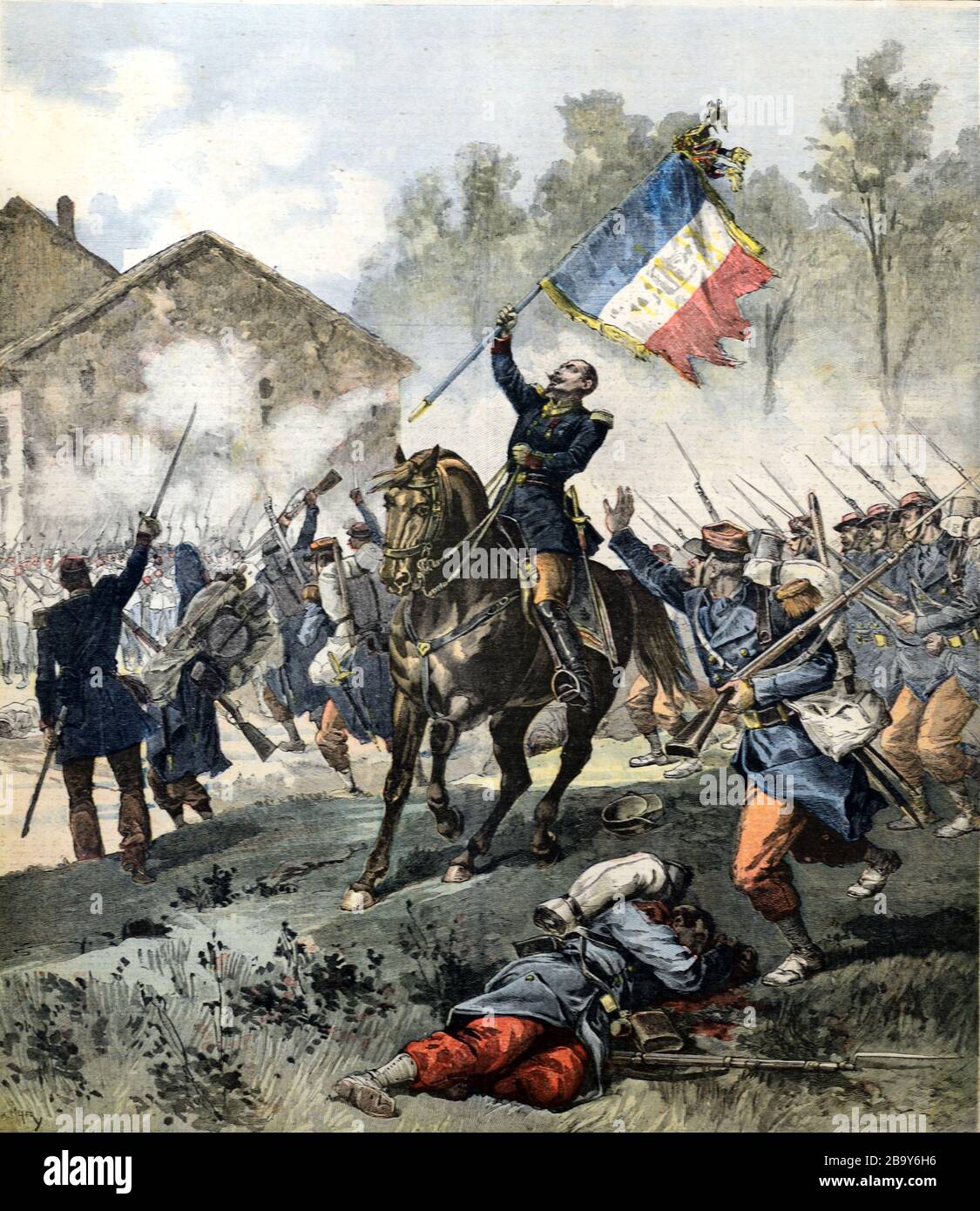 Armée française ou troupes pendant la bataille de Solferino & San Martino (24 juin 1859), partie de la seconde guerre d'indépendance italienne. La bataille a été une victoire pour l'Alliance franco-Sardaigne contre l'armée autrichienne. Situé dans le Royaume de Lombardie-Venetia. Vintage ou ancienne illustration Banque D'Images