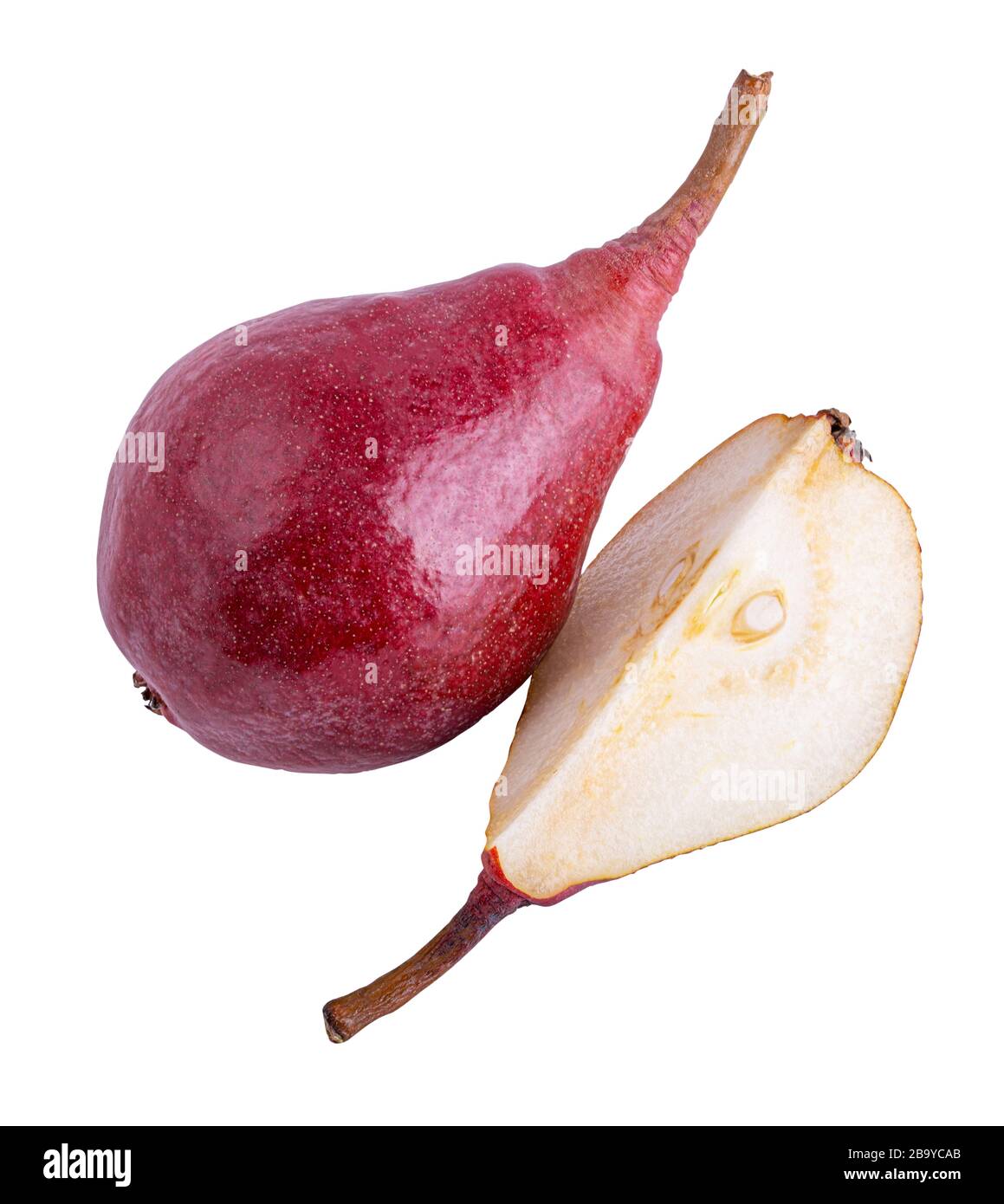Poire rouge isolée sur fond blanc avec masque Banque D'Images