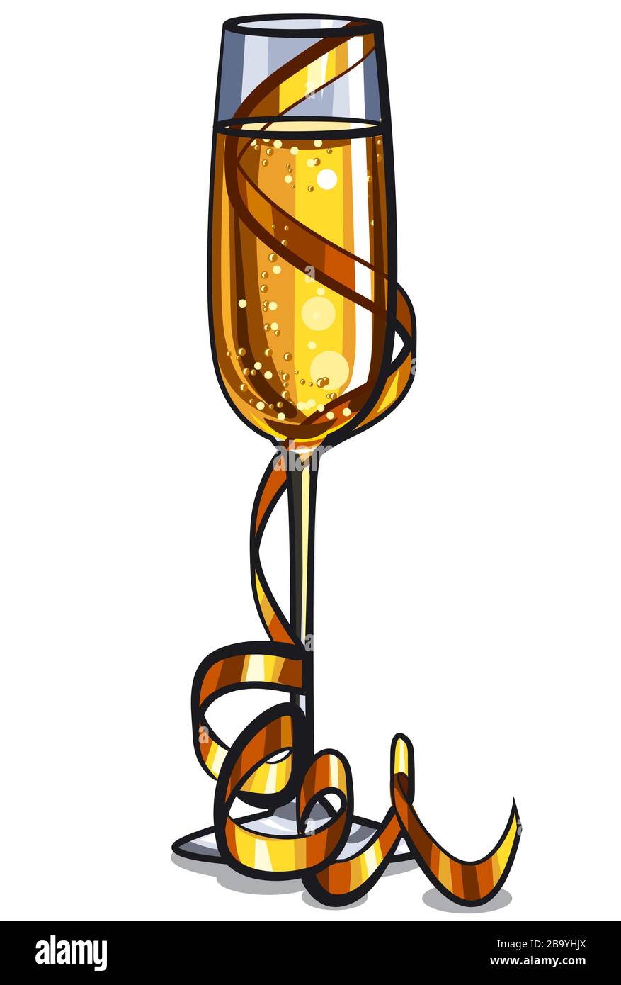 illustration de la coupe de champagne avec un ruban or Illustration de Vecteur