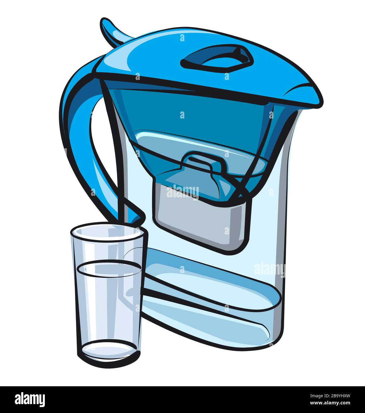 illustration du pichet du filtre à eau avec une eau de verre Illustration de Vecteur