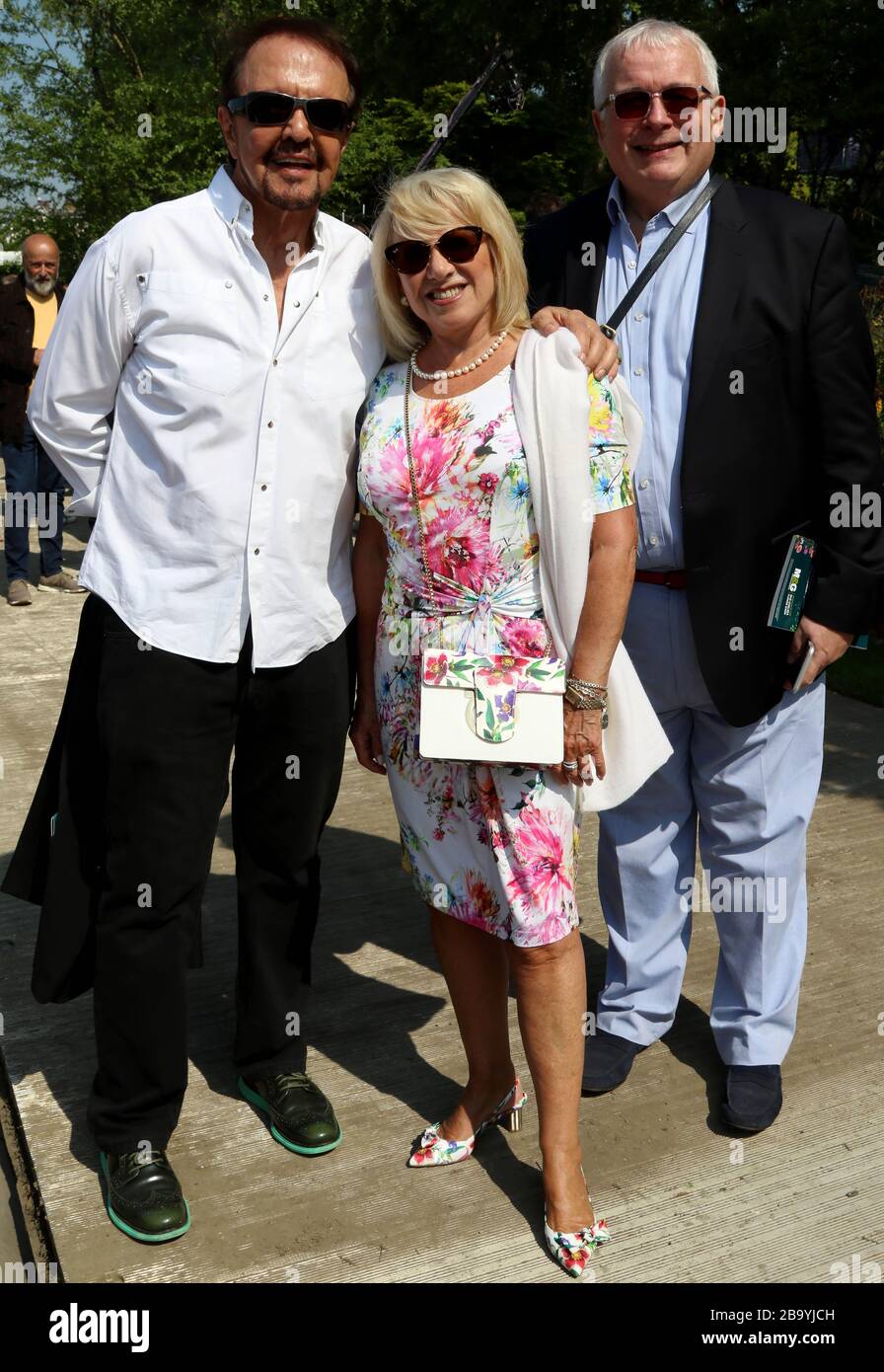 21 mai 2018 - Londres, Angleterre, Royaume-Uni - RHS Chelsea Flower Show Press Day photo Shows: Dave Clarke, Elaine Paige et Christopher Biggins Banque D'Images