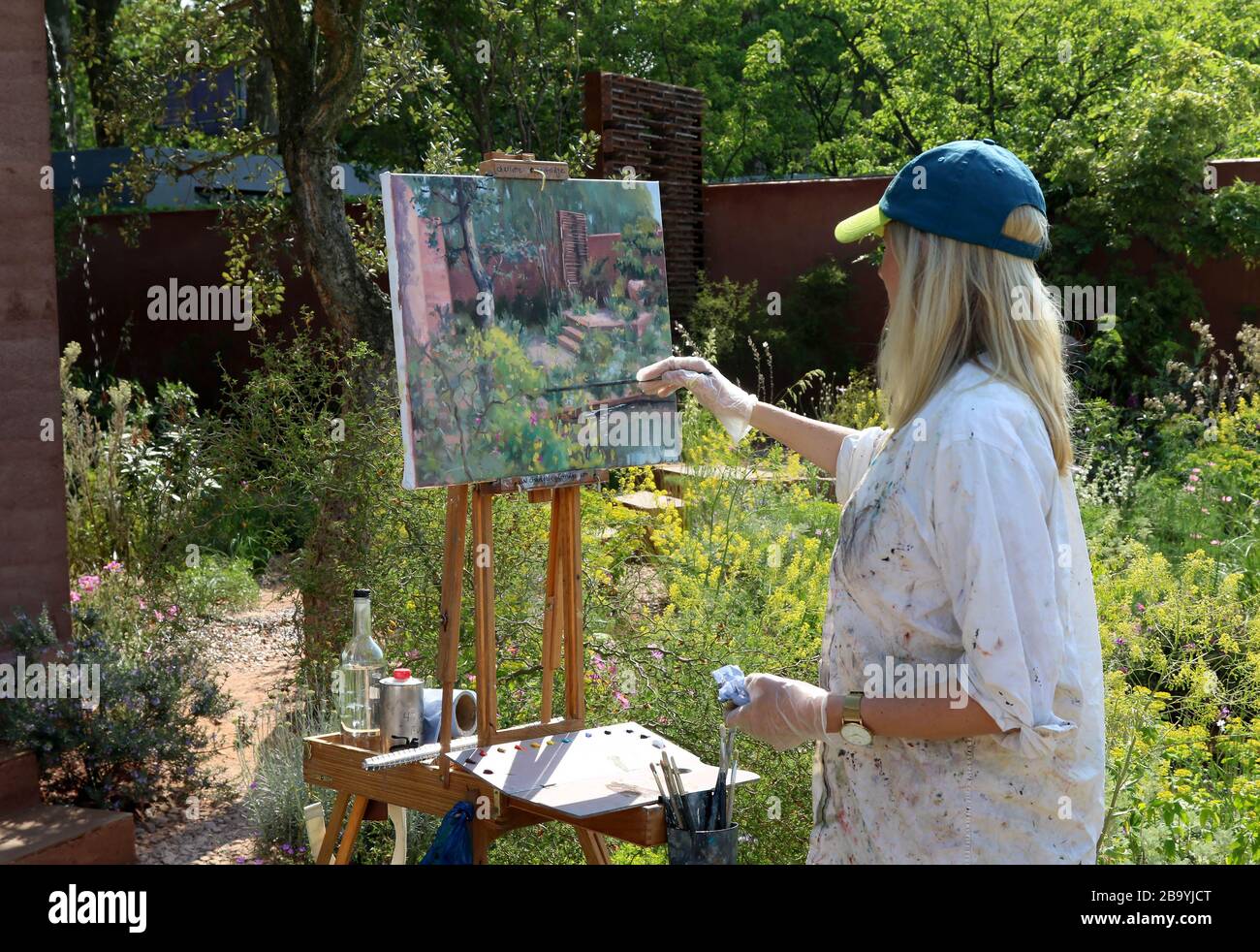 21 mai 2018 - Londres, Angleterre, Royaume-Uni - RHS Chelsea Flower Show Press Day Salons photo: L'artiste peint le jardin M&G Banque D'Images