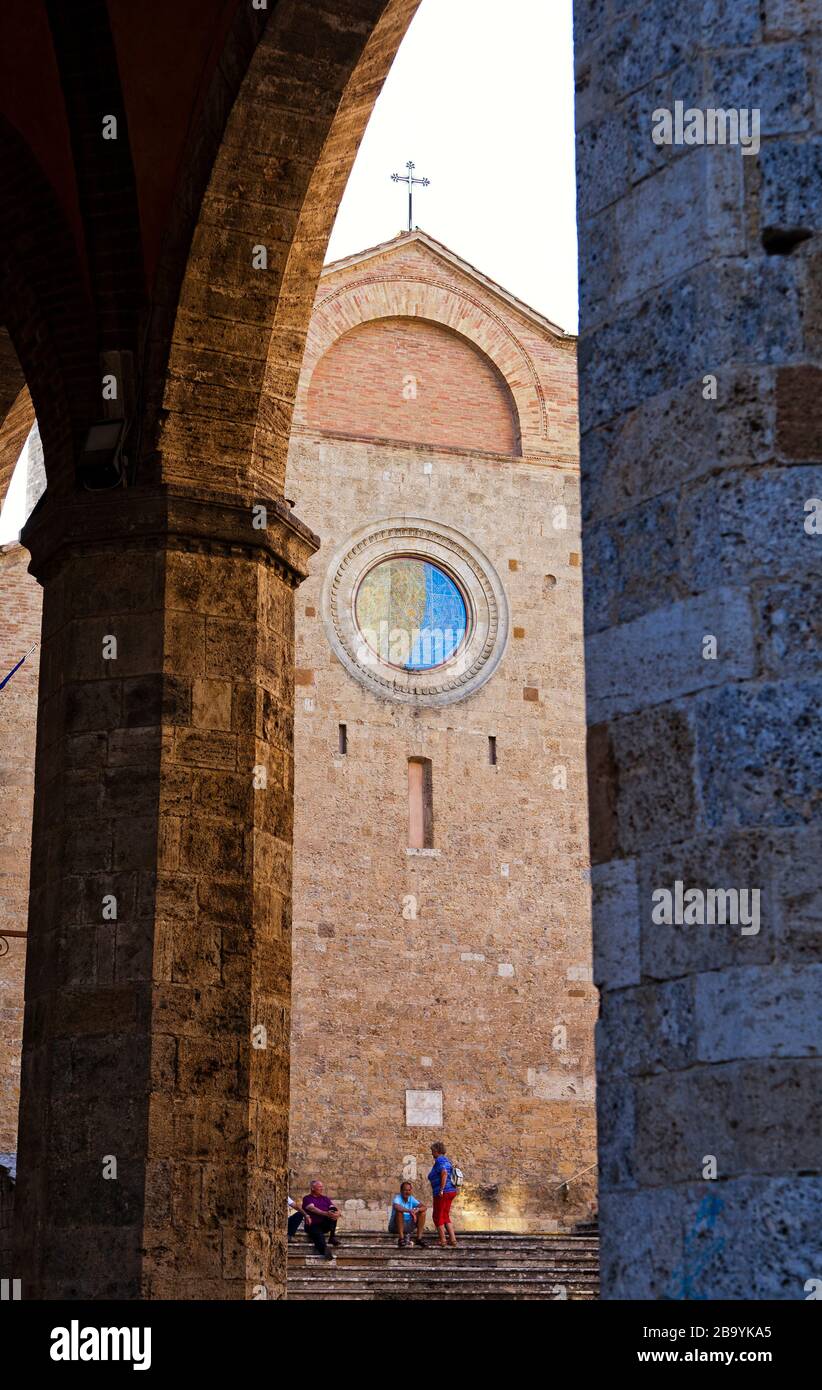 Détail, Collégiale de la cathédrale Santa Maria Assunta, San Gimignano, Toscane, Italie, Europe Banque D'Images