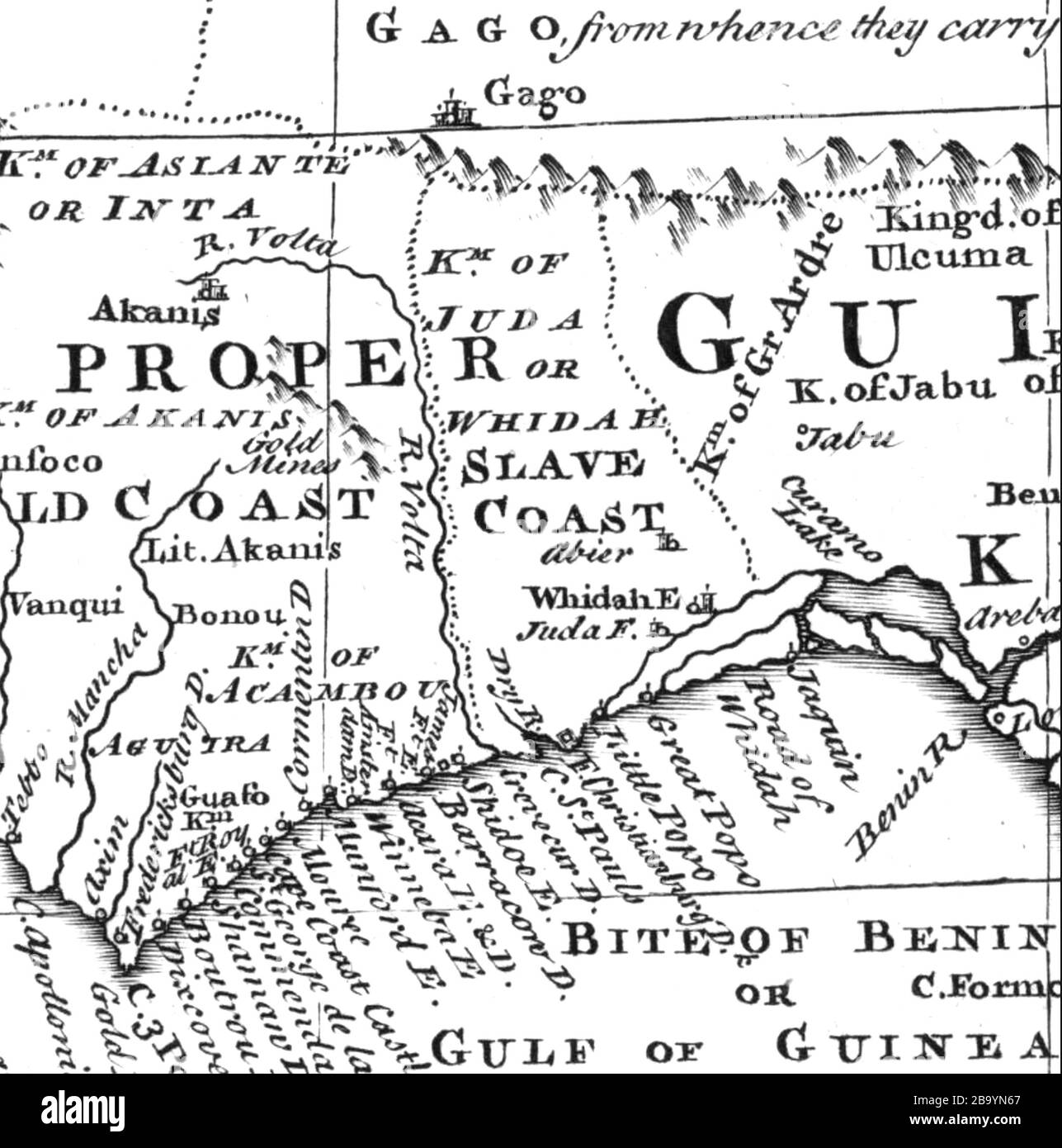 CÔTE ESCLAVE Afrique de l'Ouest. Carte vers 1720 Banque D'Images
