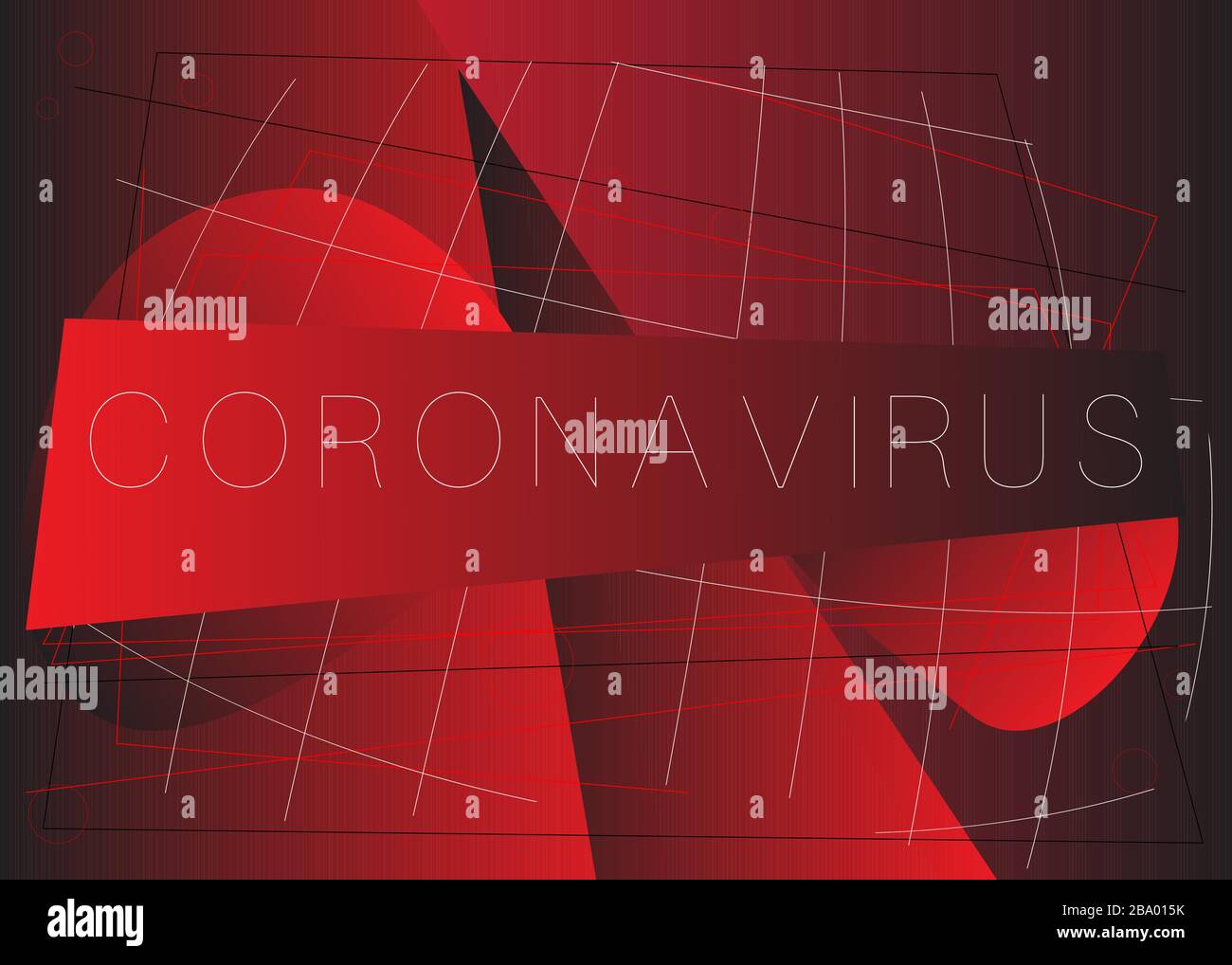 Modèle de bannière coronavirus. Signe vectoriel abstrait illustré avec des lettres fines. Illustration de Vecteur