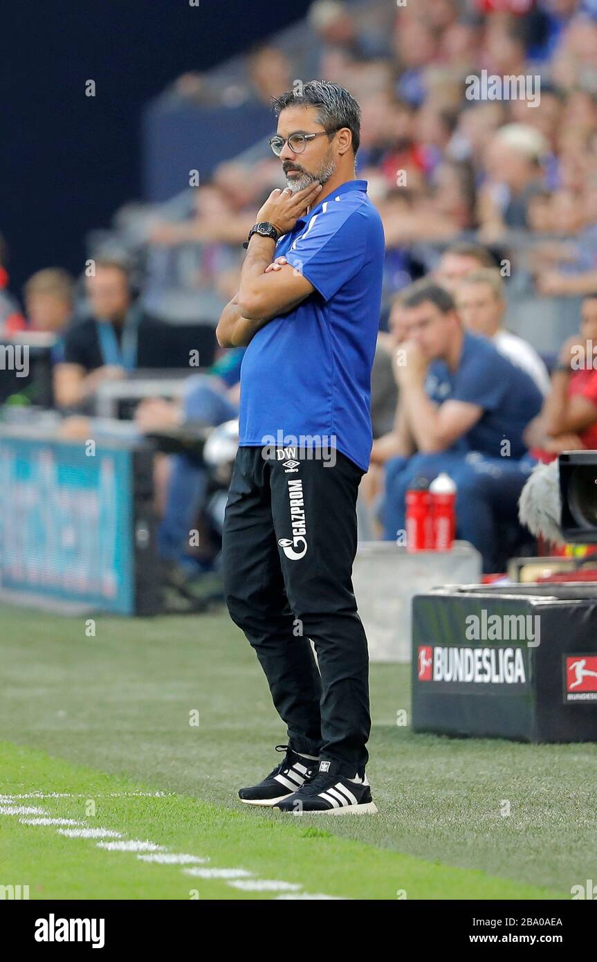 Schalke, Veltins-Arena, 24.08.19: Entraîneur David Wagner (FC Schalke 04) nachdenklich im Spiel der 1. Bundesliga zwischen FC Schalke 04 contre FC Bayern Mü Banque D'Images