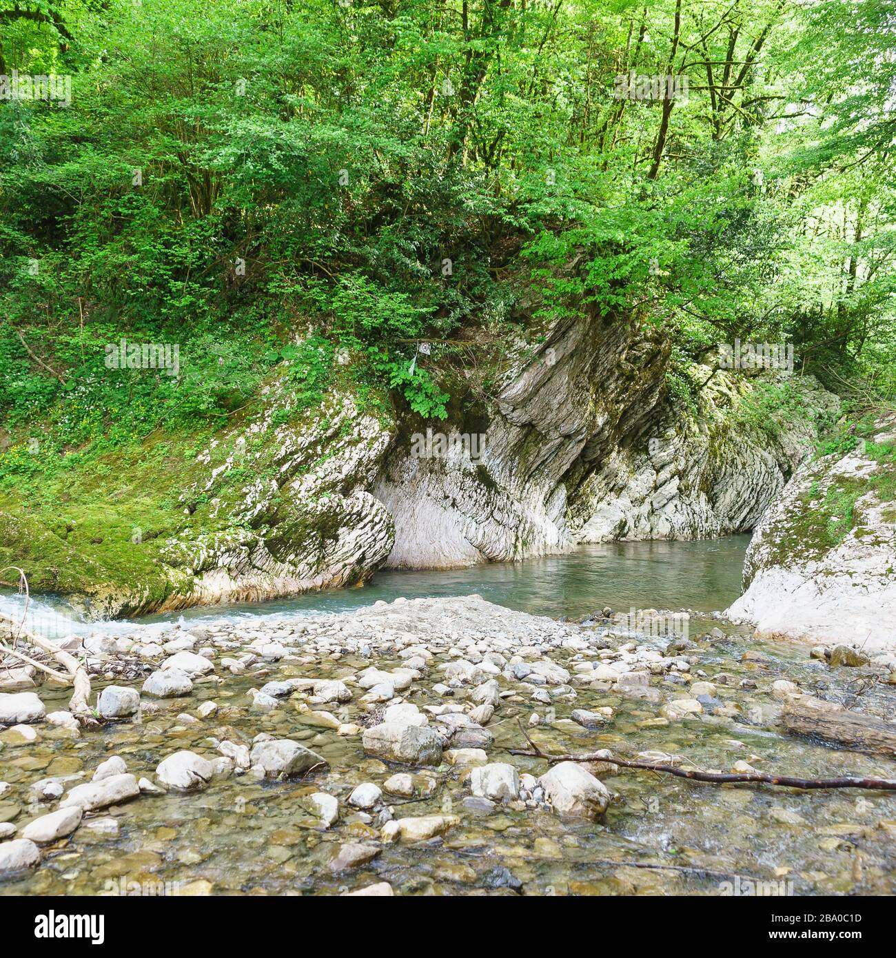 Devils Gate Canyon sur la rivière Khosta dans le quartier éponyme de Sotchi. Russie, région de Krasnodar Banque D'Images