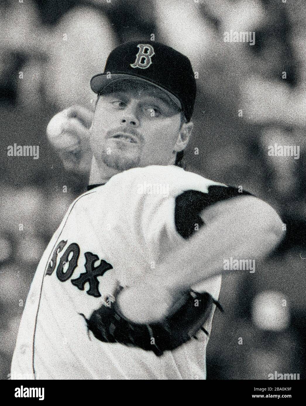 Red Sox Pitcher Roger Clemens de Boston dans l'action de baseball à Fenway Park à Boston Ma USA 1995 photo par Bill belknap Banque D'Images