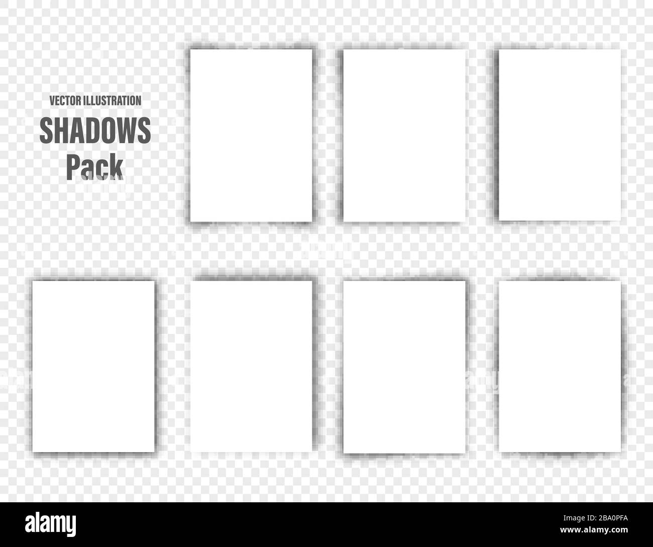 Ombres de vecteur défini. Diviseurs de page sur fond transparent. Ombre et blanc isolé réaliste le papier blanc au format A4. Vector illustration. Illustration de Vecteur