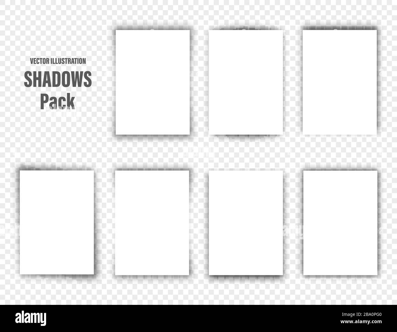 Ombres de vecteur défini. Diviseurs de page sur fond transparent. Ombre et blanc isolé réaliste le papier blanc au format A4. Vector illustration. Illustration de Vecteur