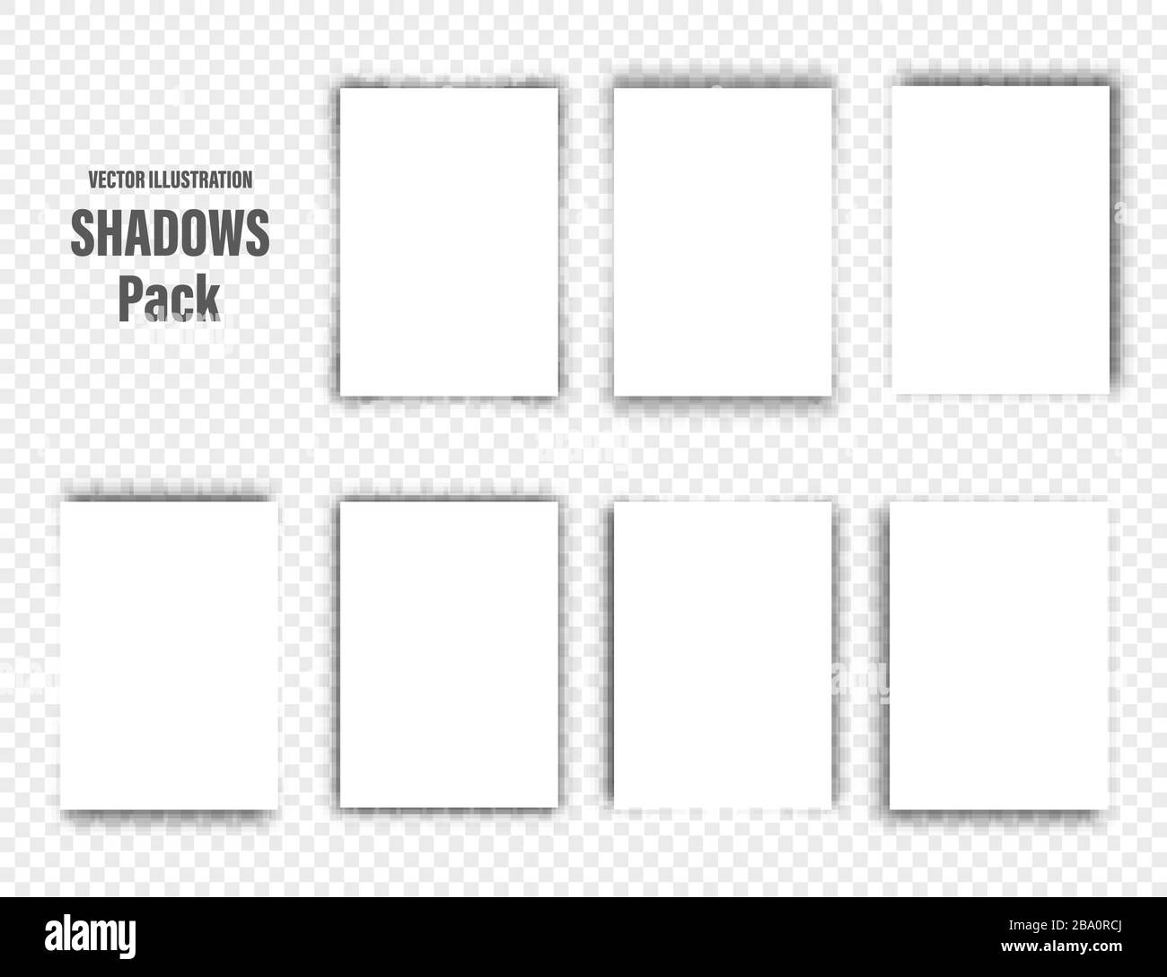 Ombres de vecteur défini. Diviseurs de page sur fond transparent. Ombre et blanc isolé réaliste le papier blanc au format A4. Vector illustration. Illustration de Vecteur