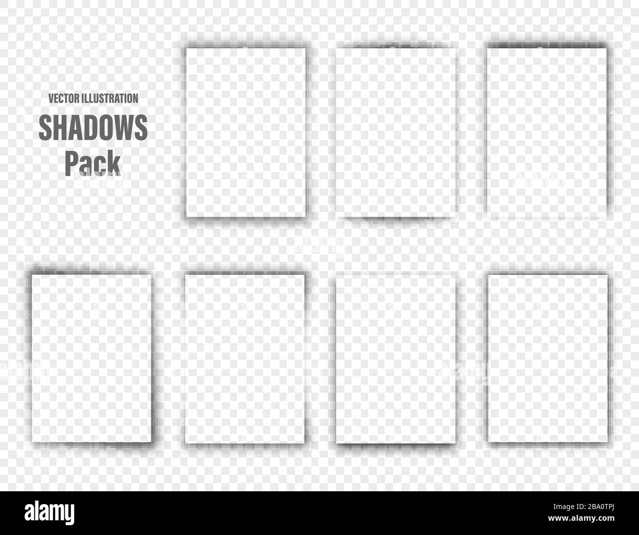 Ombres de vecteur défini. Diviseurs de page sur fond transparent. Pour l'ombre isolé réalistes en papier format A4. Vector illustration. Illustration de Vecteur