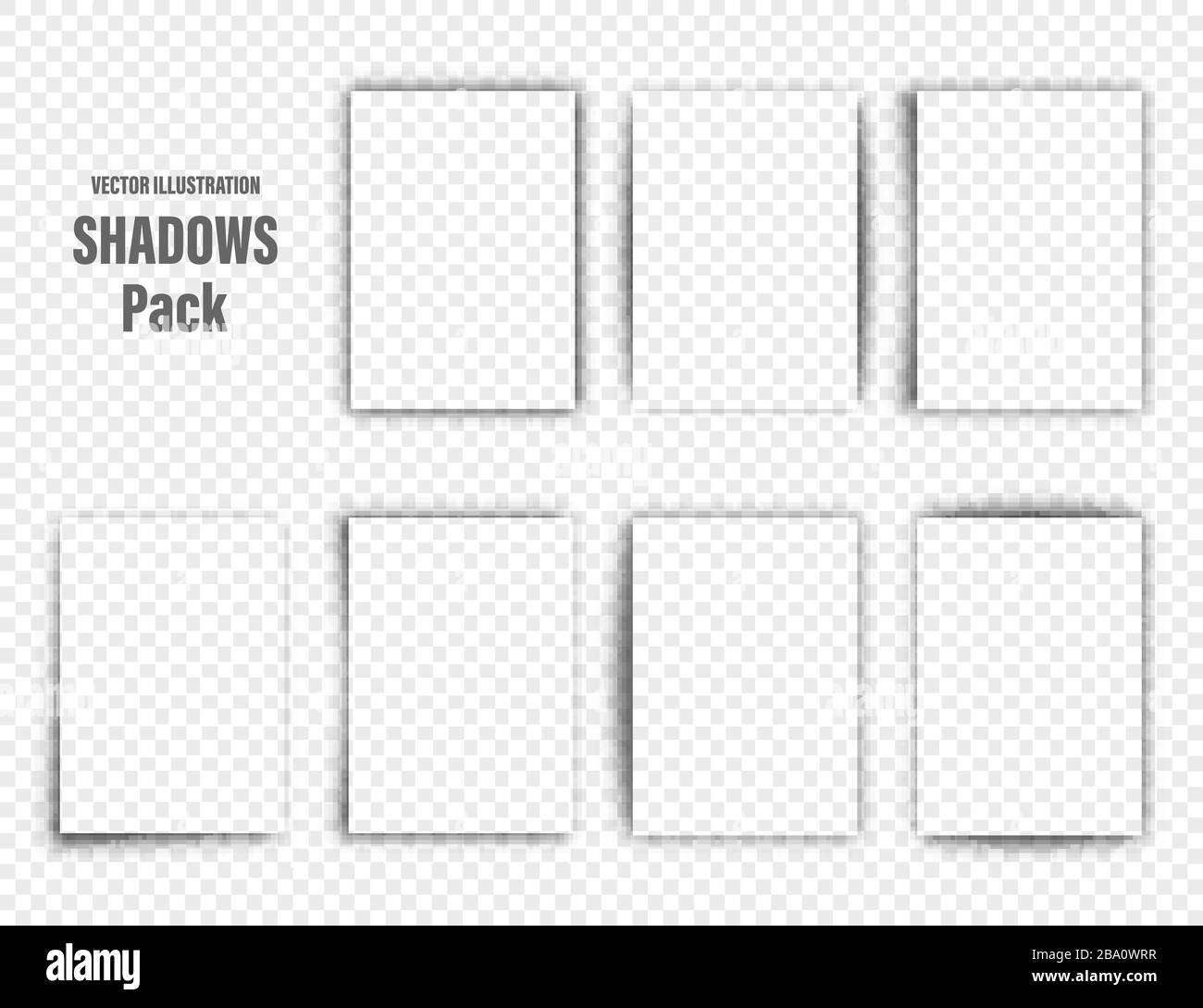 Ombres de vecteur défini. Diviseurs de page sur fond transparent. Pour l'ombre isolé réalistes en papier format A4. Vector illustration. Illustration de Vecteur