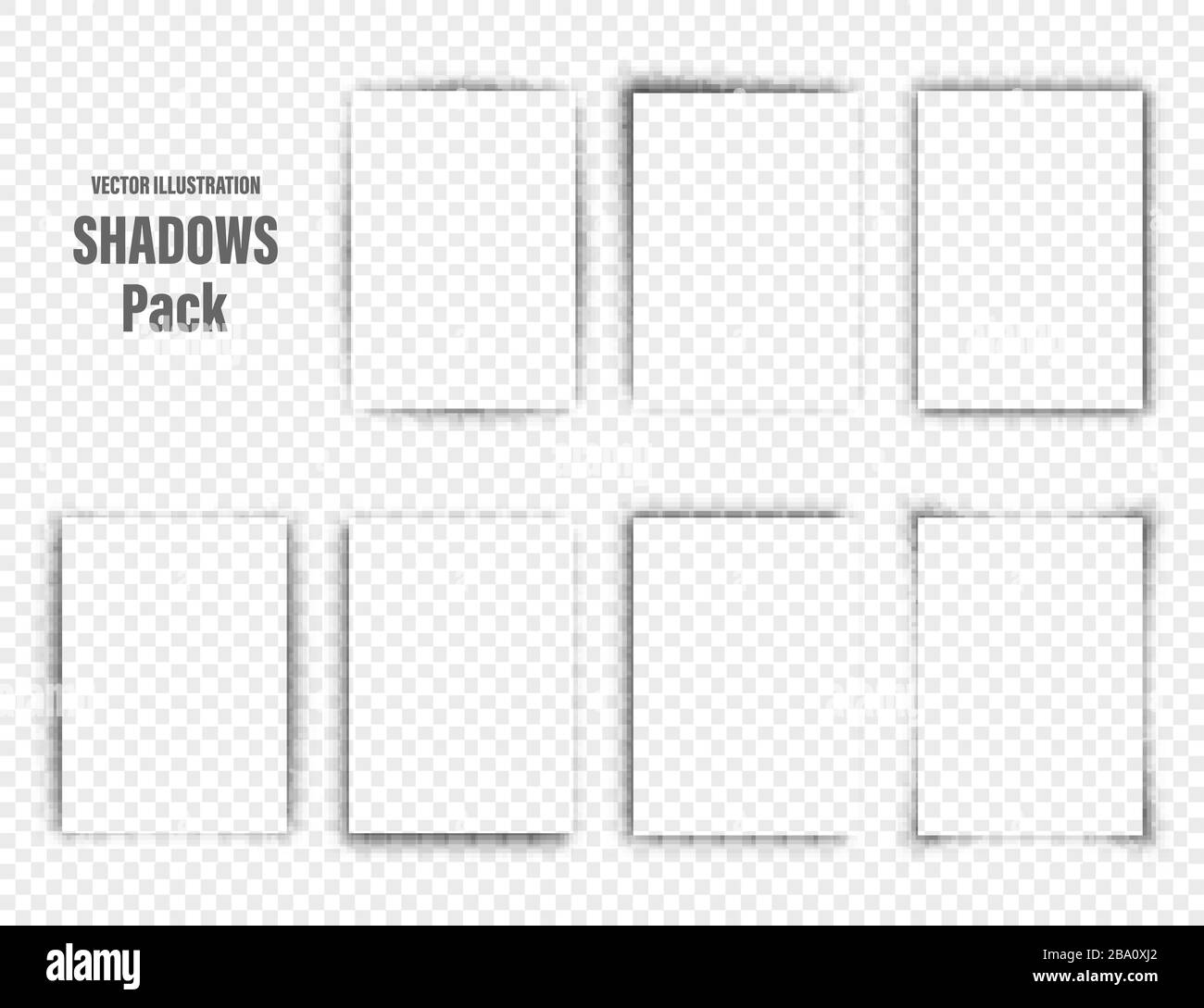 Ombres de vecteur défini. Diviseurs de page sur fond transparent. Pour l'ombre isolé réalistes en papier format A4. Vector illustration. Illustration de Vecteur