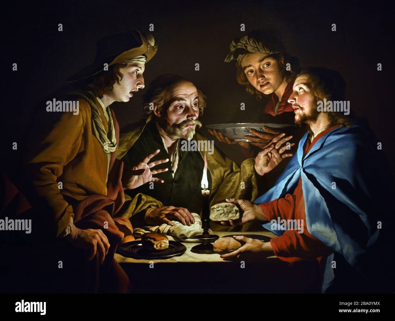Adoration des bergers du XVIIe siècle par Matthias STOM 1600 - 1650 Néerlandais, Pays-Bas, Banque D'Images