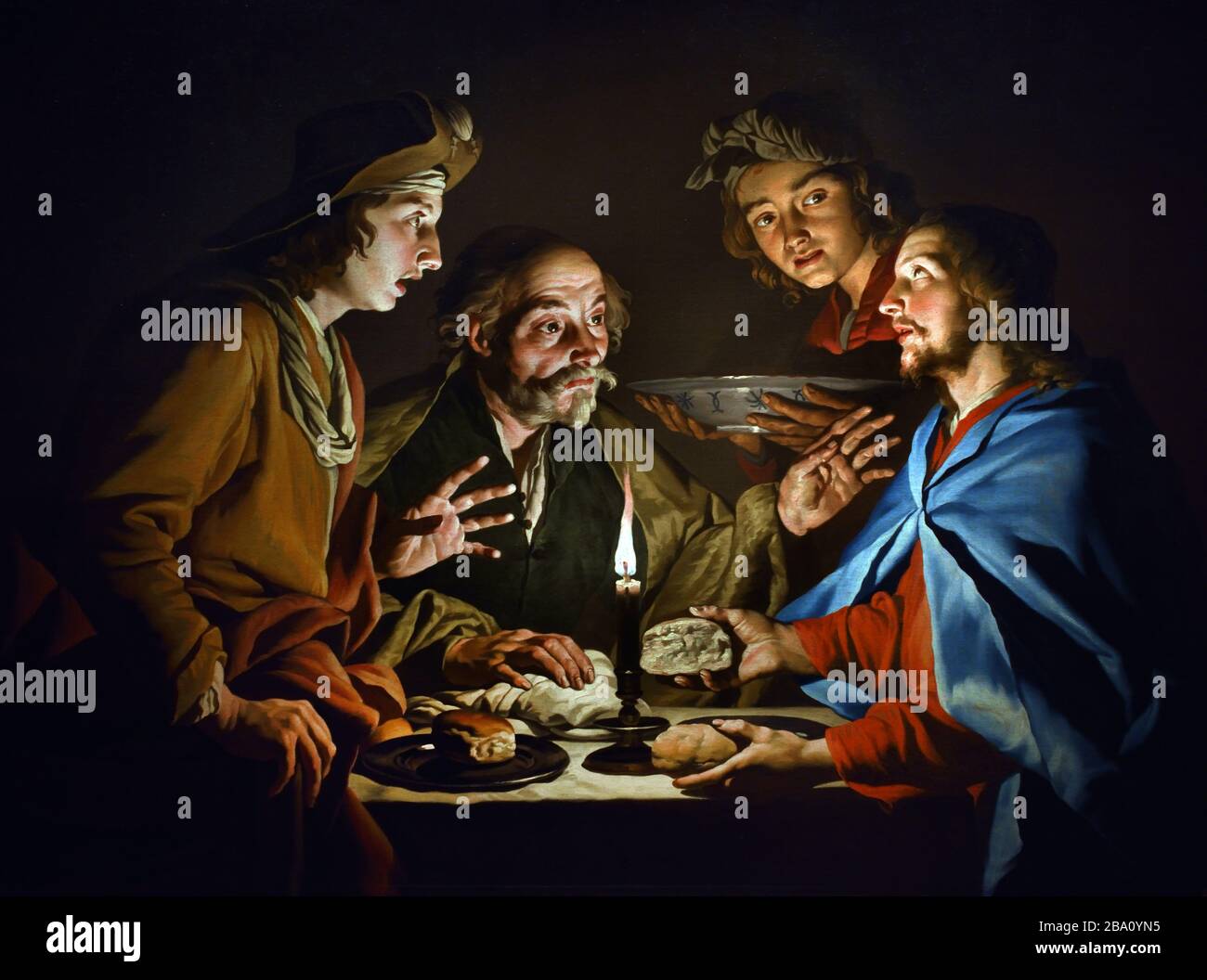 Adoration des bergers du XVIIe siècle par Matthias STOM 1600 - 1650 Néerlandais, Pays-Bas, Banque D'Images