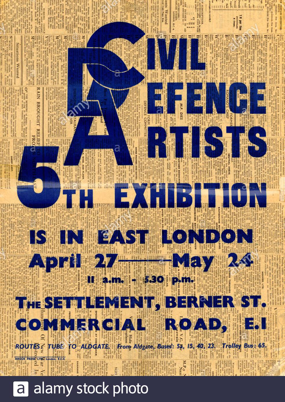 British World War 2 civil Defense Artists 5ème exposition Londres 1940 Banque D'Images