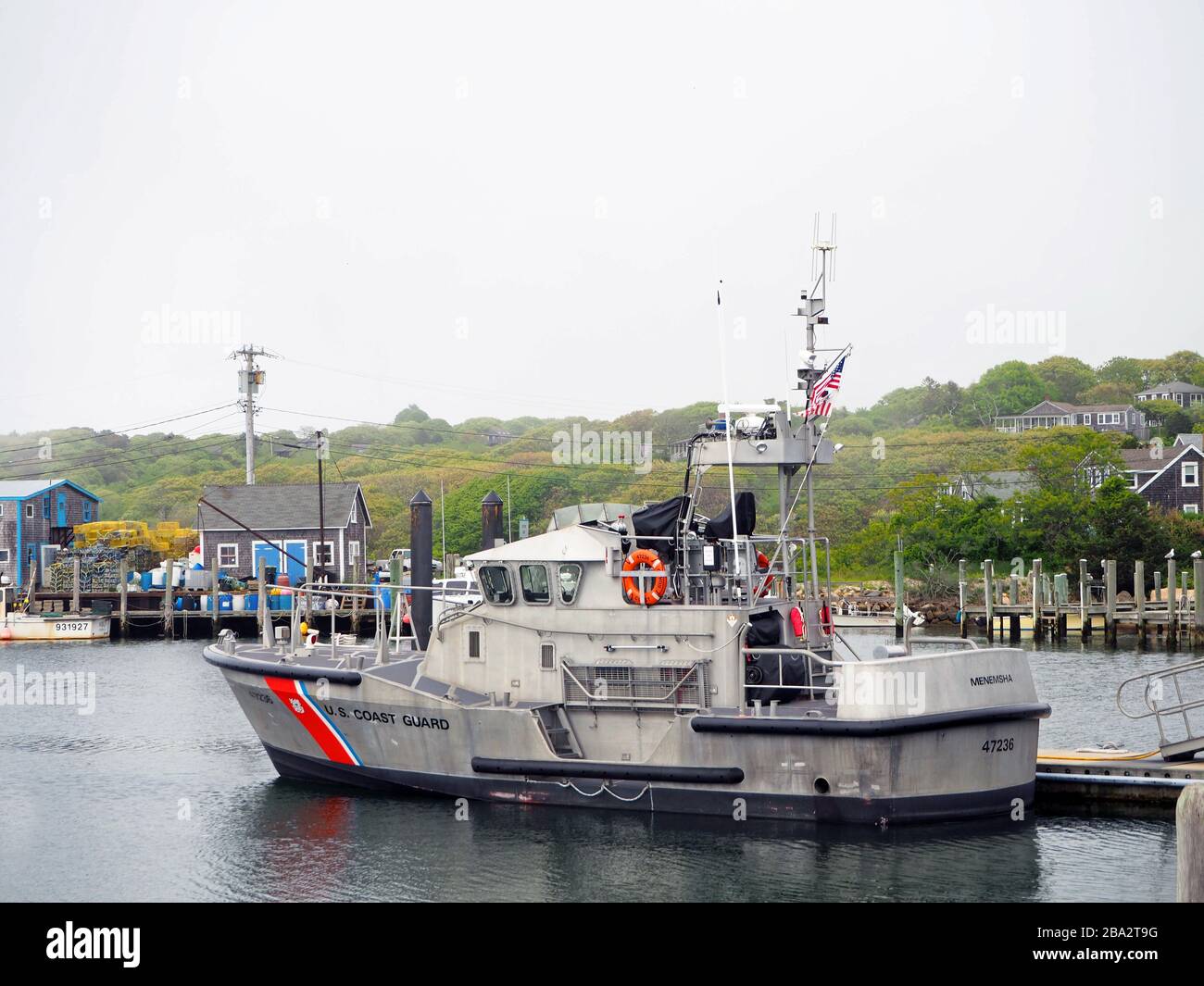 Bateau de la Garde côtière AMÉRICAINE, Menemsha, Martha’s Vineyard, Massachusetts, États-Unis Banque D'Images