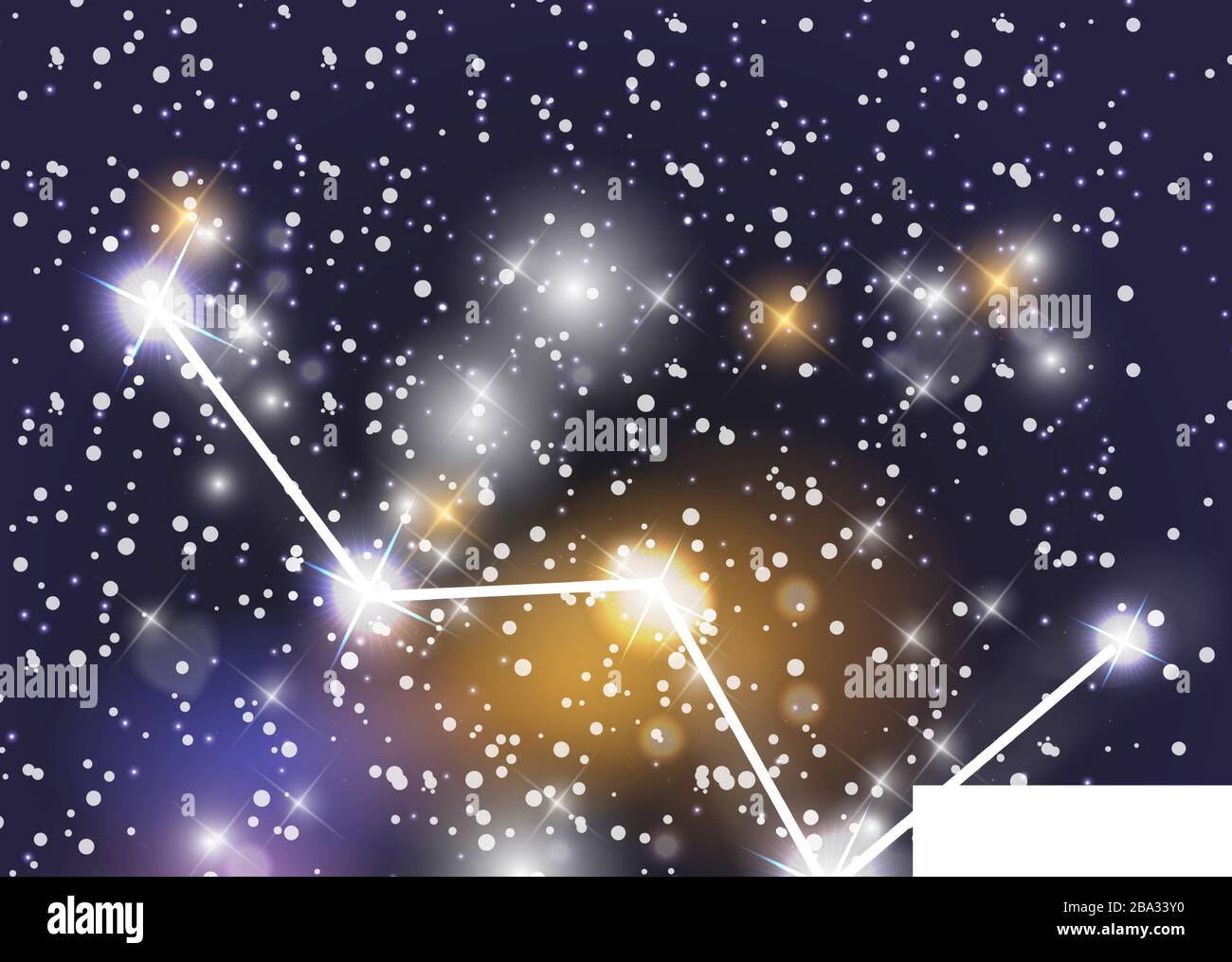 Constellation Cassiopeia avec de belles étoiles brillantes sur l'arrière-plan de l'illustration vectorielle Cosmic Sky. EPS10 Illustration de Vecteur