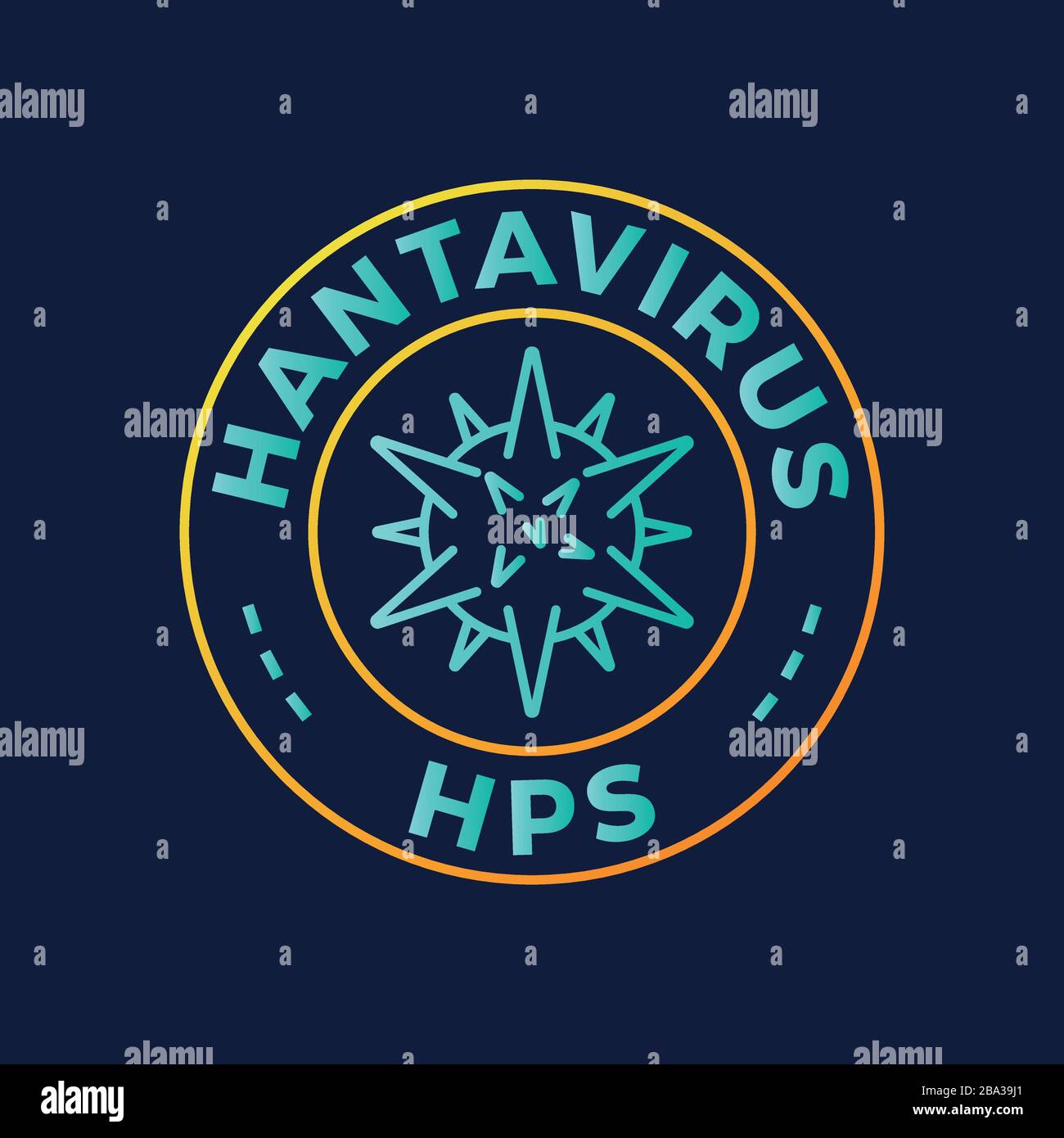 Badge d'icône créatif Hantavirus Vector. Le syndrome pulmonaire (HPS) est une infection virale rare mais mortelle. Illustration vectorielle du nouveau chinois Hanta vir Illustration de Vecteur