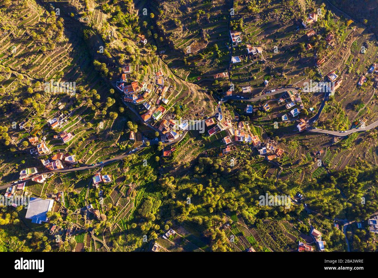 Place Lomo del Balo dans Valle Gran Rey de dessus, vue aérienne, la Gomera, îles Canaries, Espagne Banque D'Images