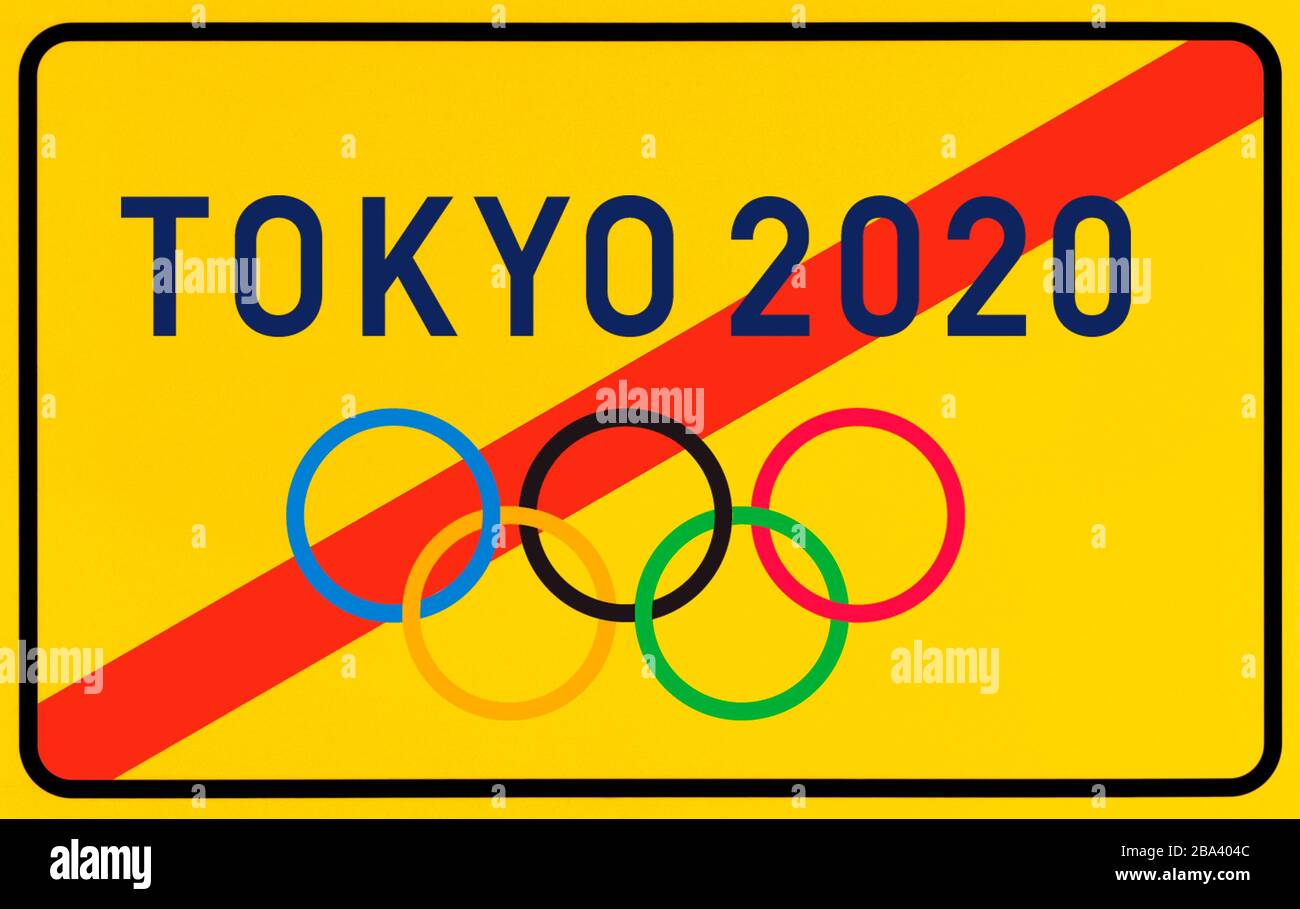 Image du symbole, annulation ou report des Jeux olympiques d'été de 2020 à Tokyo en raison du coronavirus, du SRAS-COV-2, du Covid-19, Allemagne Banque D'Images