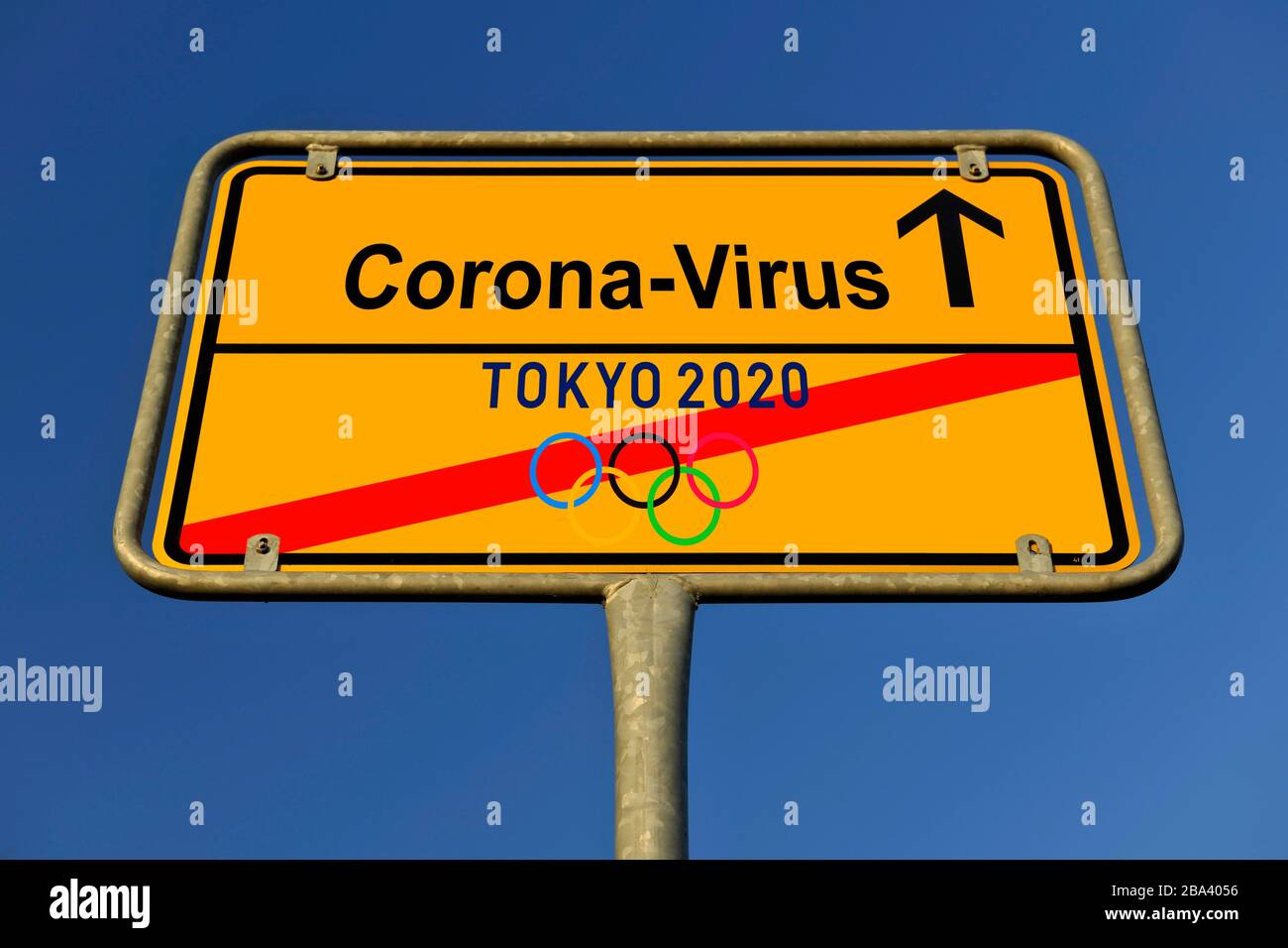 Composition numérique, image du symbole, annulation ou report des Jeux olympiques d'été de 2020 à Tokyo en raison du coronavirus, du SRAS-COV-2, du Covid-19 Banque D'Images