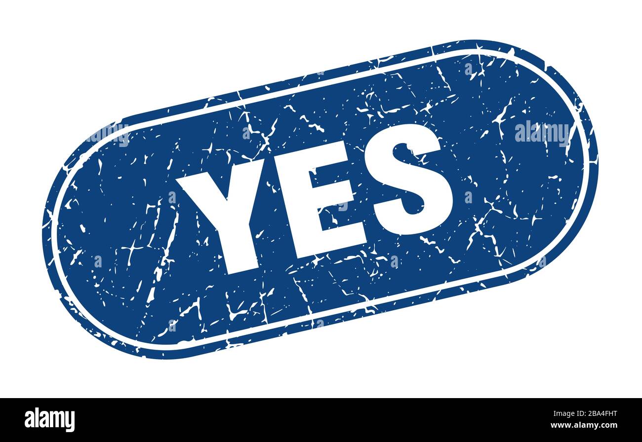 oui signe. oui grunge bleu timbre. Étiquette Illustration de Vecteur
