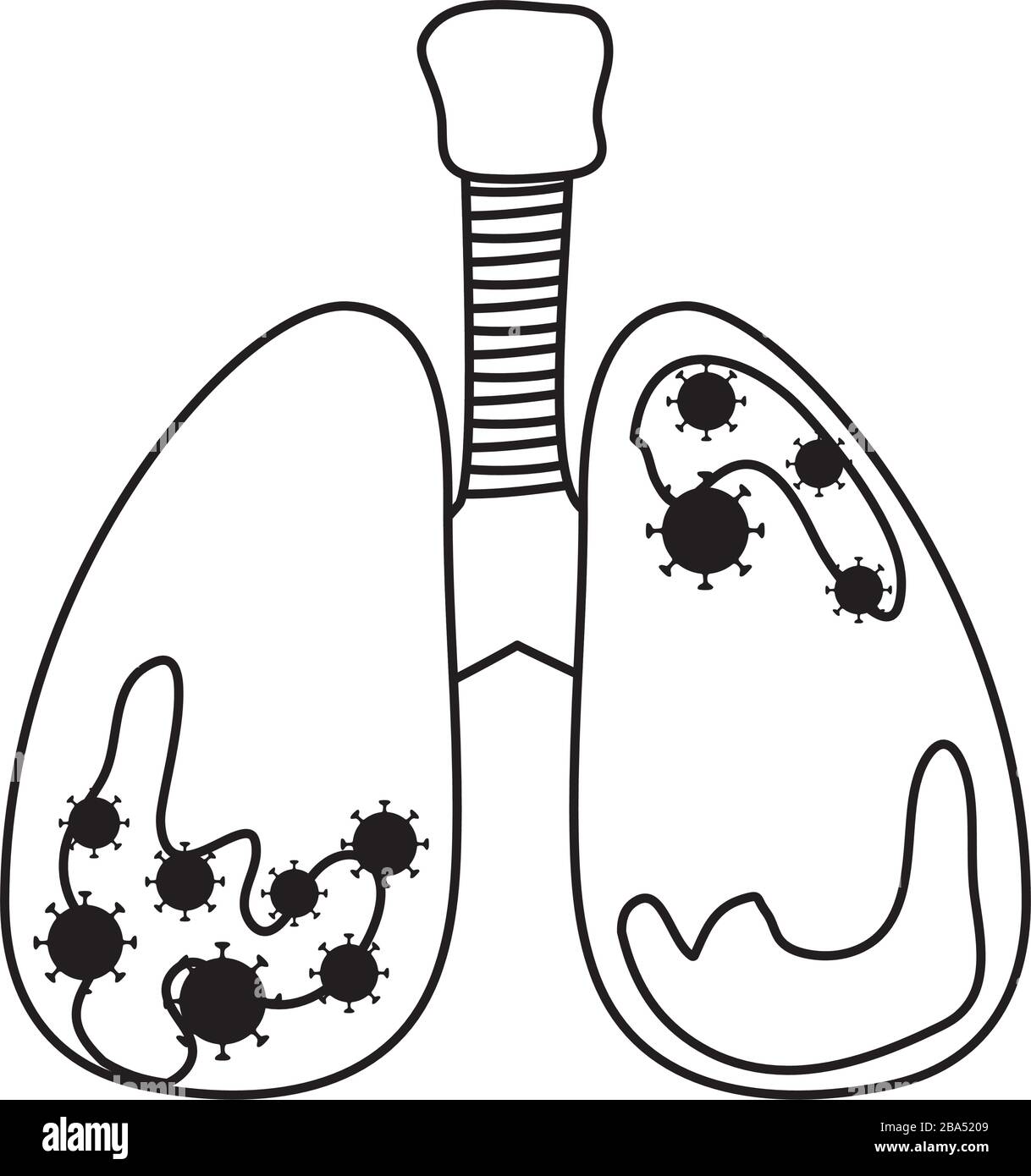 Poumons avec covid 19 virus vecteur conception Illustration de Vecteur