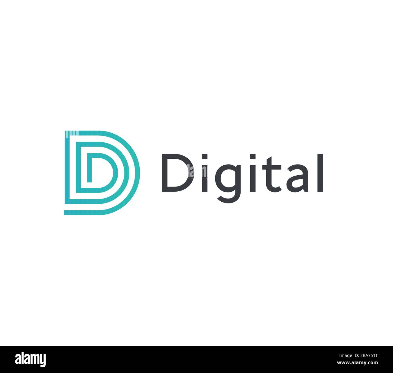 Lettre D abstraite, modèle de logo linéaire bleu, emblème de labyrinthe plat. Conception de logotypes de concept pour les entreprises et les technologies de l'information. Logo vectoriel. Illustration de Vecteur