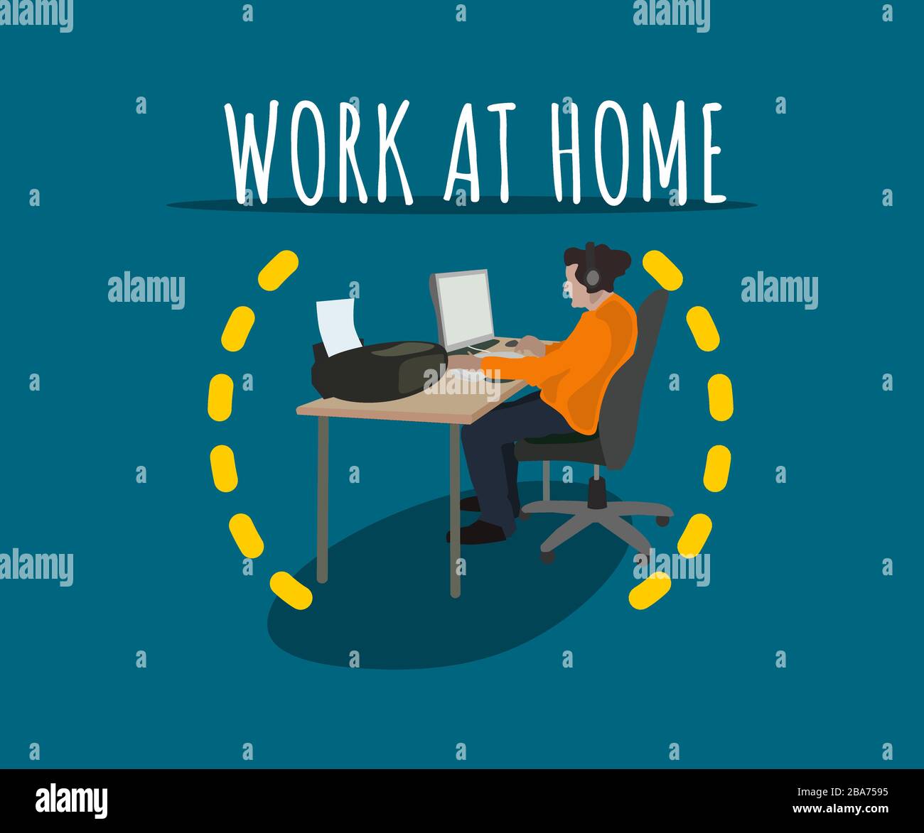 Conception plate vectorielle homme hipster coloré travaillant à la maison pour n'importe quel design Illustration de Vecteur