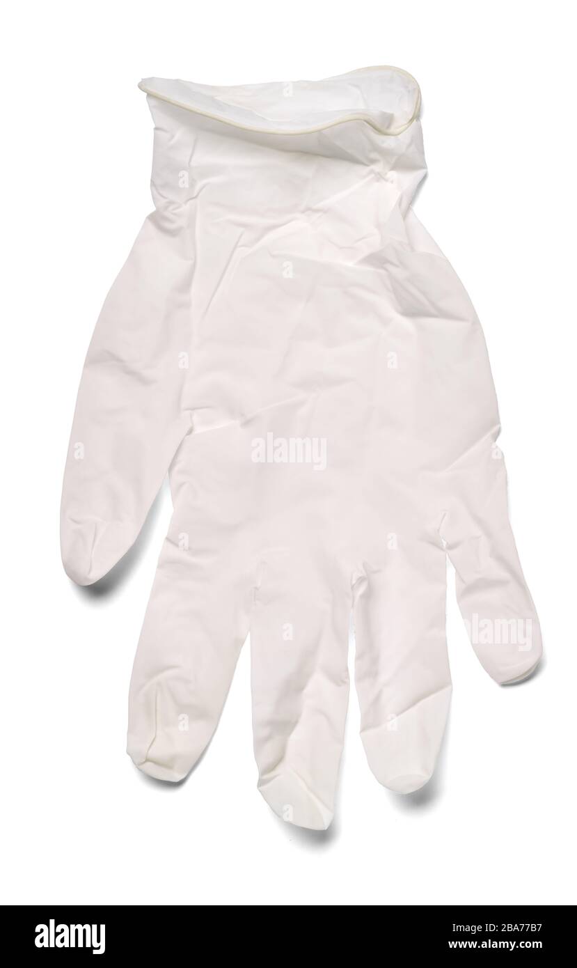 gros plan de gants de protection en latex blanc sur fond blanc Banque D'Images