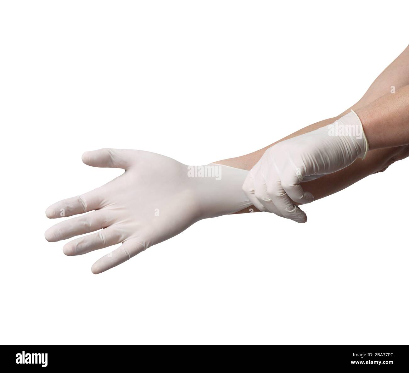 gros plan de gants de protection en latex blanc sur fond blanc Banque D'Images