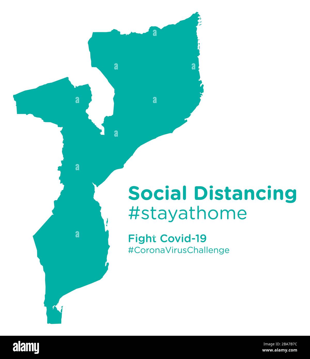 Mozambique carte avec étiquette de stayathome de distancing social Illustration de Vecteur
