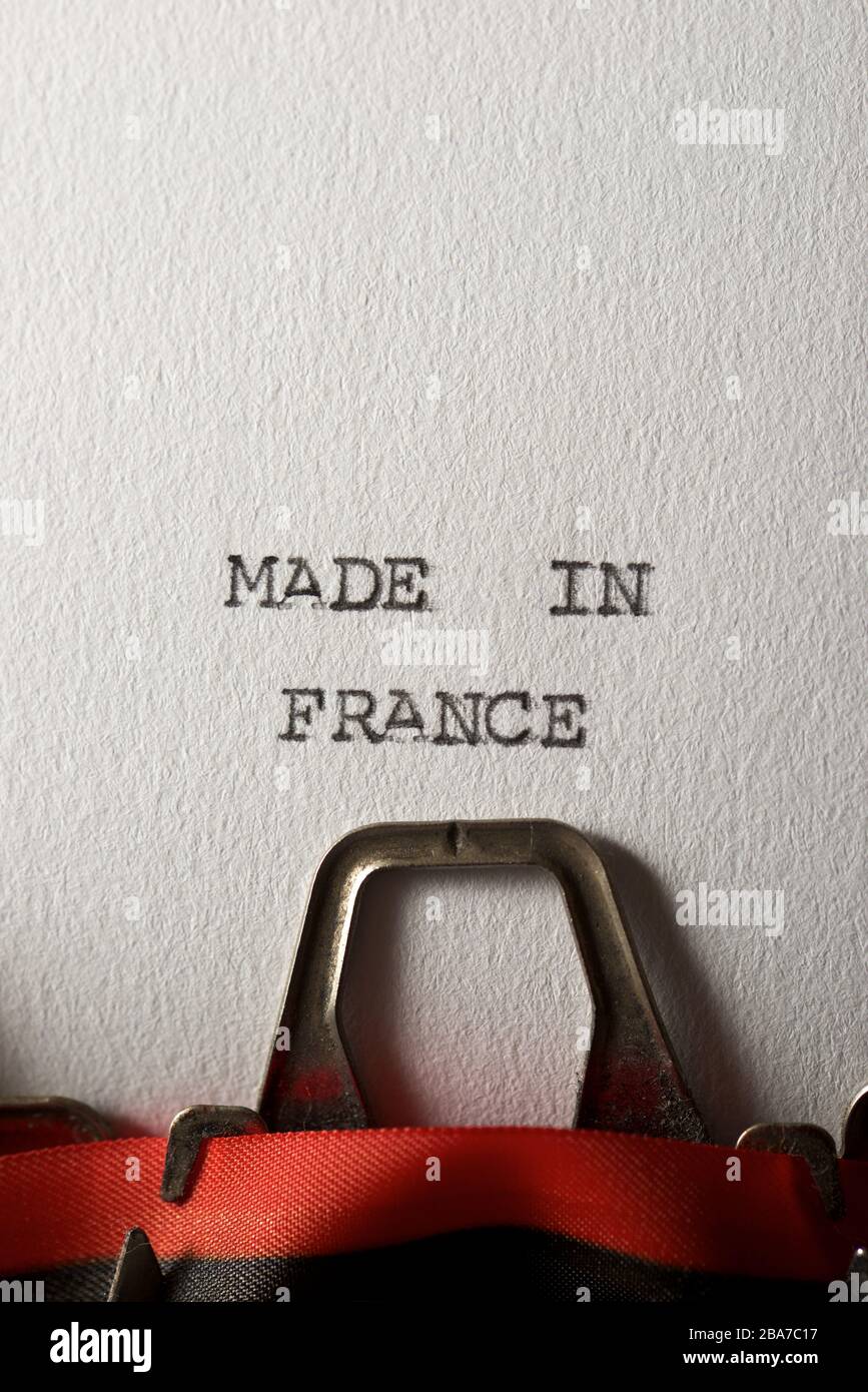 La phrase, faite en France, écrite avec une machine à écrire. Banque D'Images
