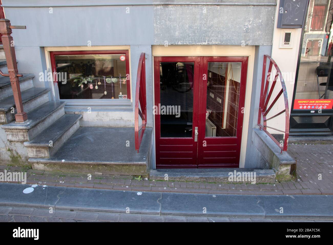 Chambres de tendon fermées au Red Light District Amsterdam Pays-Bas 2020 Banque D'Images