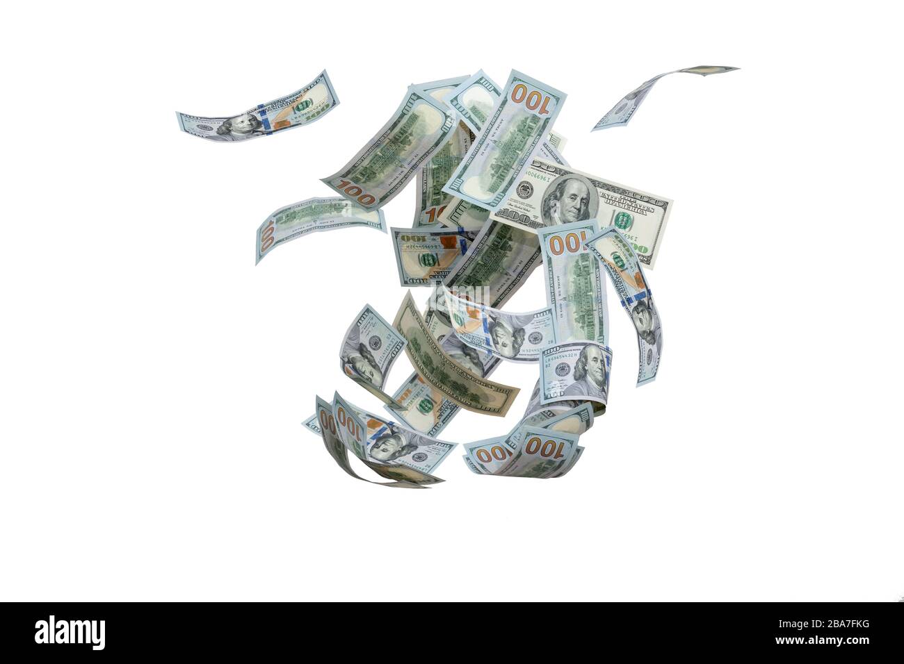 L'argent volant cent dollars. Banque D'Images