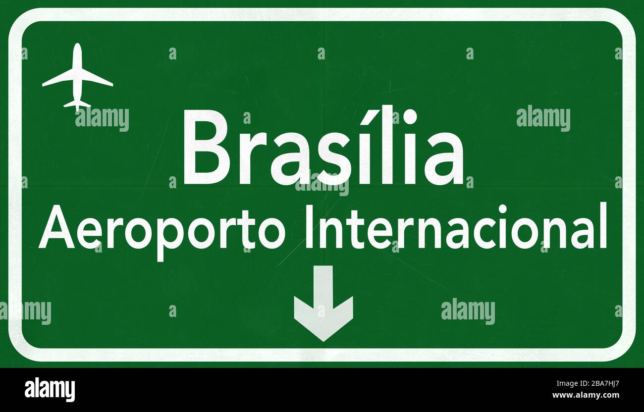 Brasilia Brésil International Airport Highway Sign 2D Illustration Banque D'Images