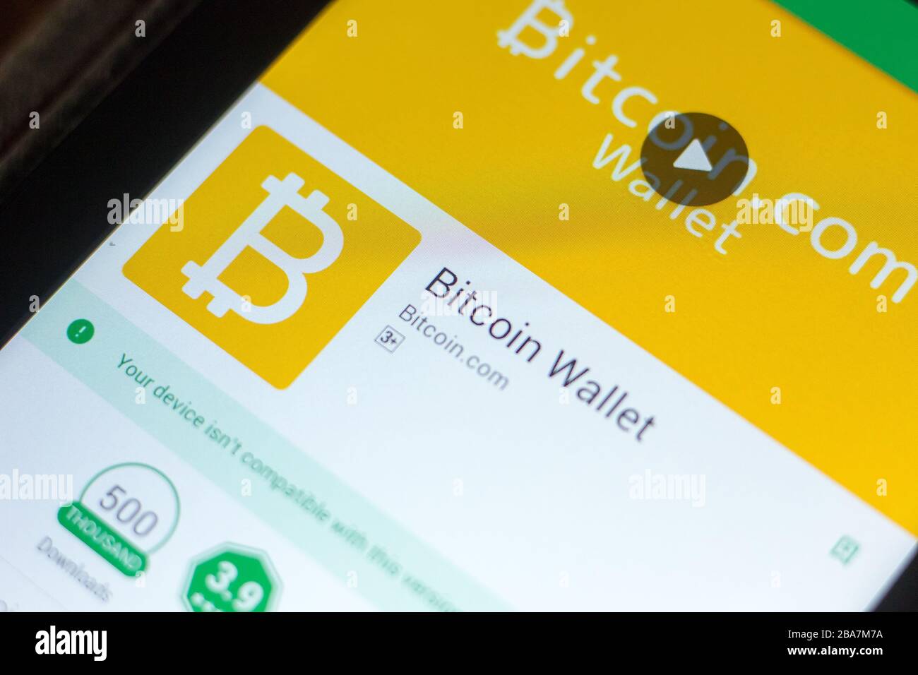 Ryazan, Russie - 29 mars 2018 - Bitcoin portefeuille app sur l'affichage de Tablet PC Banque D'Images