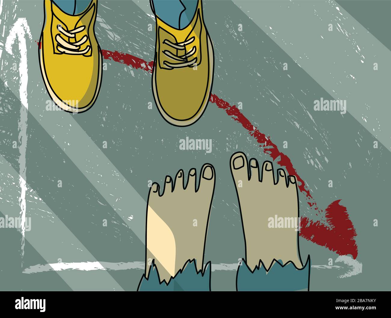 Chaussures pieds nus homme métaphore économique crise financière business ruin Illustration de Vecteur