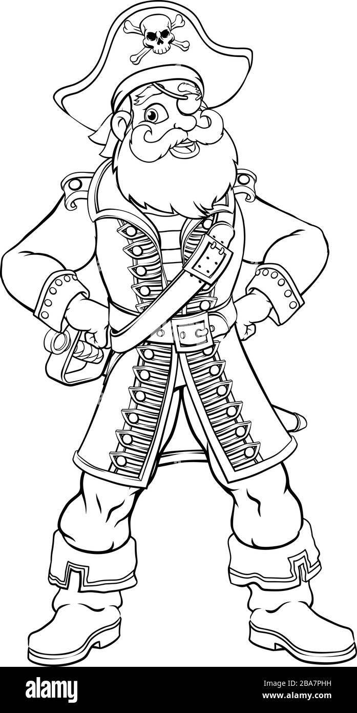 Le capitaine pirate Personnage Mascot Illustration de Vecteur