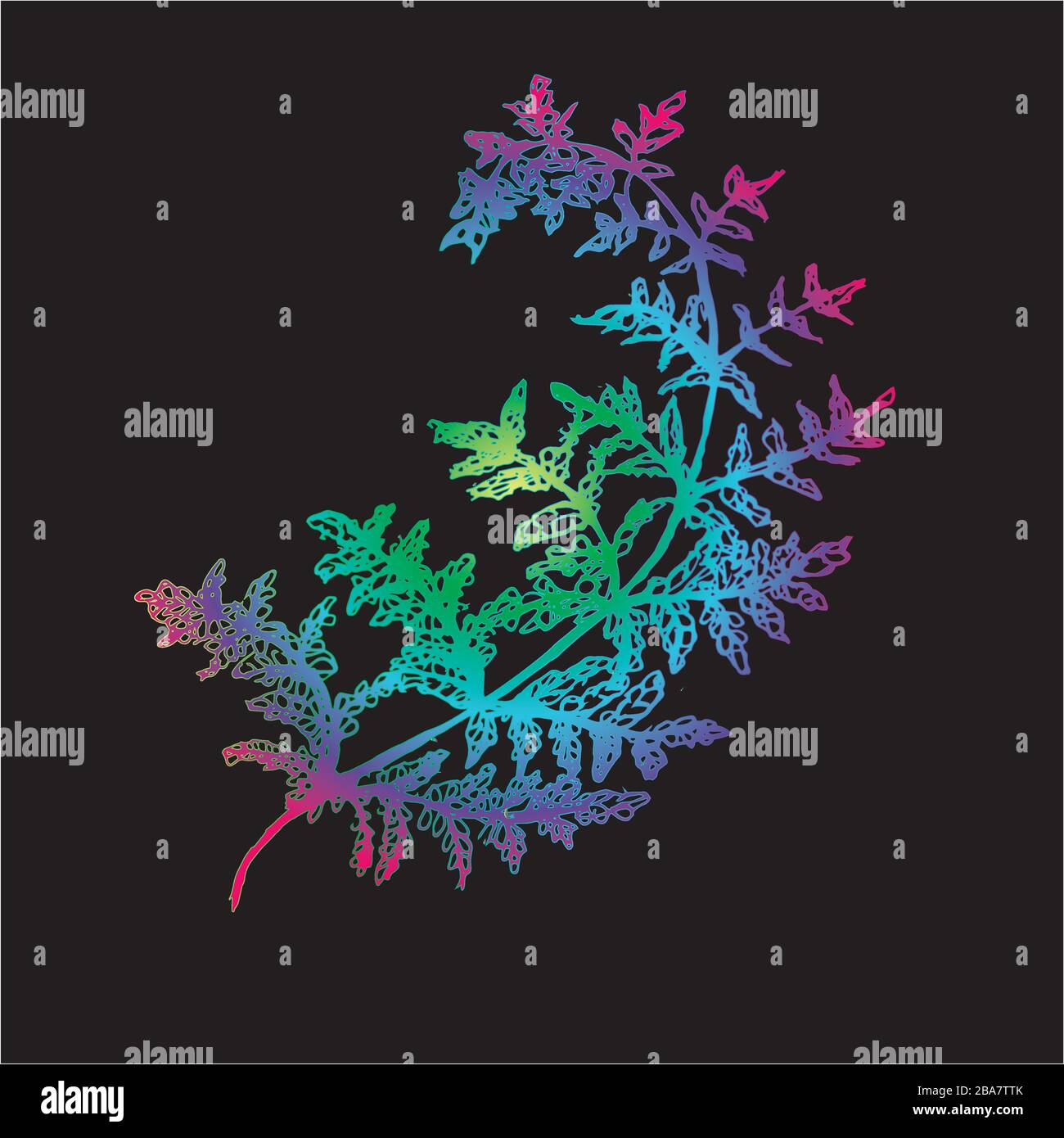 Illustration de la fern à dégradé de couleur néon. Plante ancienne. Illustration de Vecteur