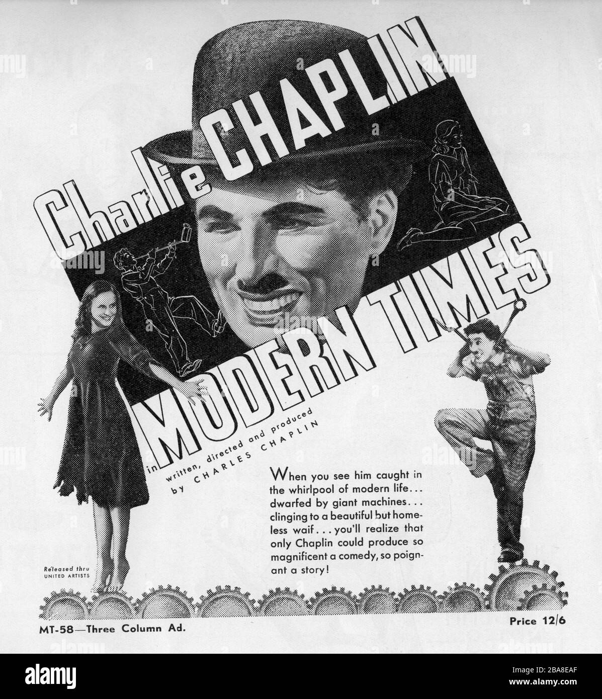 PAULETTE GODDARD comme le gamin et CHARLIE CHAPLIN comme le champ dans LES TEMPS MODERNES 1936 réalisateur / producteur / écrivain / musique CHARLES CHAPLIN film silencieux avec des effets sonores Charles Chaplin Productions / United Artists Banque D'Images