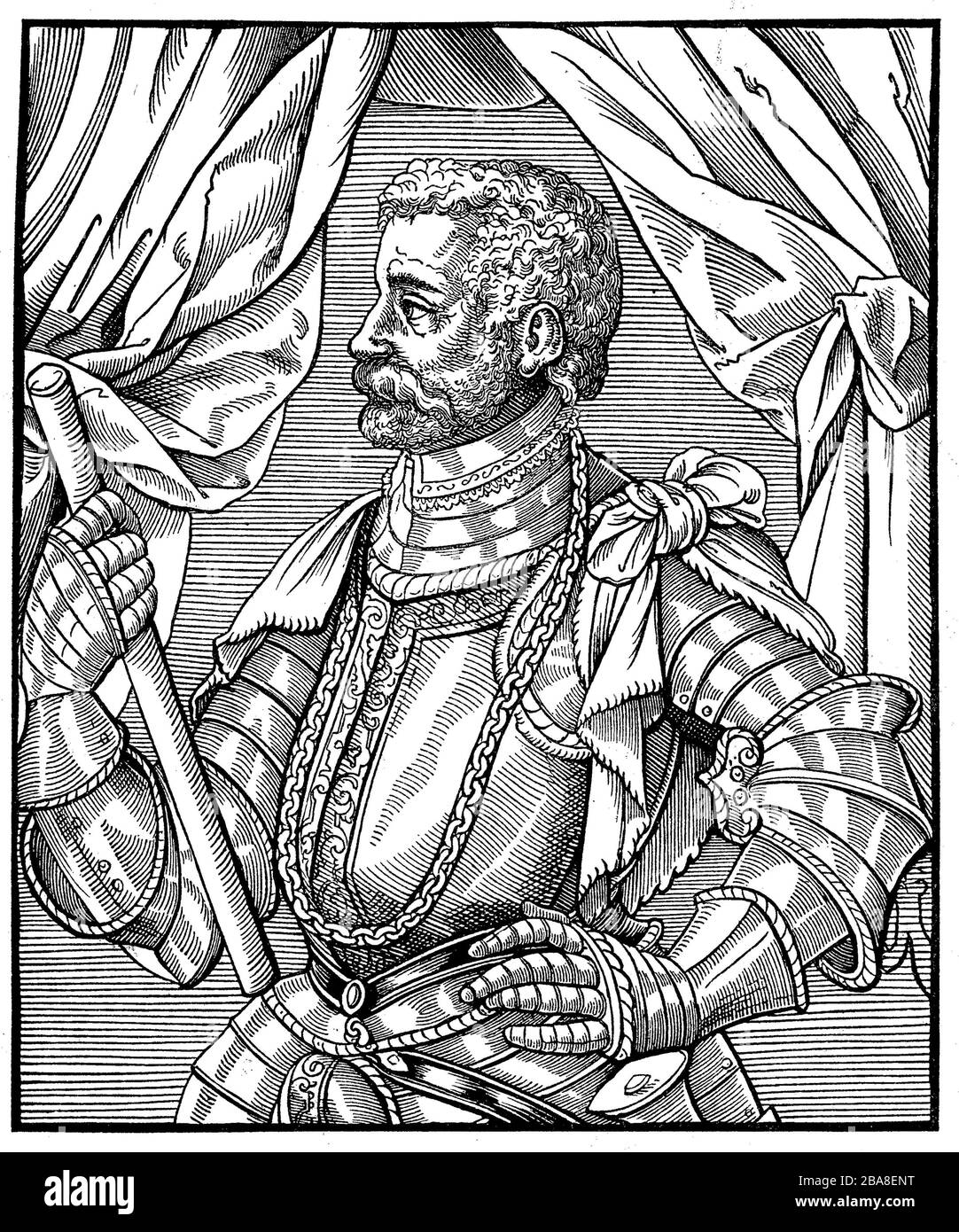Jan Johann Zamoyski, 19 mars 1542 - 3 juin 1605, était un aristocrate polonais, un magnat, un fonctionnaire, un homme d'État et un grand herdsman dans la partie polonaise de la première République de Pologne-Lituanie, ainsi qu'un recteur temporaire de l'Université de Padoue / Jan Johann Zamoyski, 19. März 1542 - 3. Juni 1605, war ein polnischer Aristokrat, Magnat, Beamter im Staatsdienst, Staatsmann und Großhetman im polnischen Teil der I. Republik Polen-Litauen, außerdem zeitweise Rektor Universität von Padua, Historisch, amélioration de la reproduction numérique d'un original du 19ème siècle / Redukale Banque D'Images