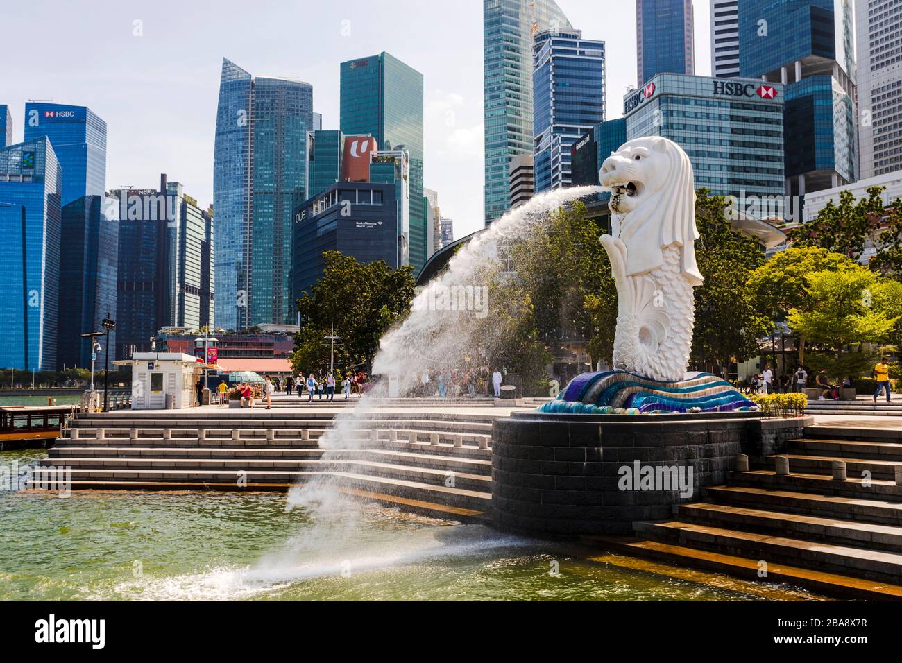 Statue de Merlion, Marina Bay, Singapour Banque D'Images