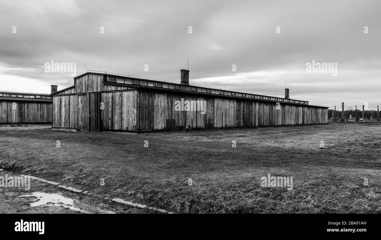 Casernes de POW Auschwitz Camp. Banque D'Images
