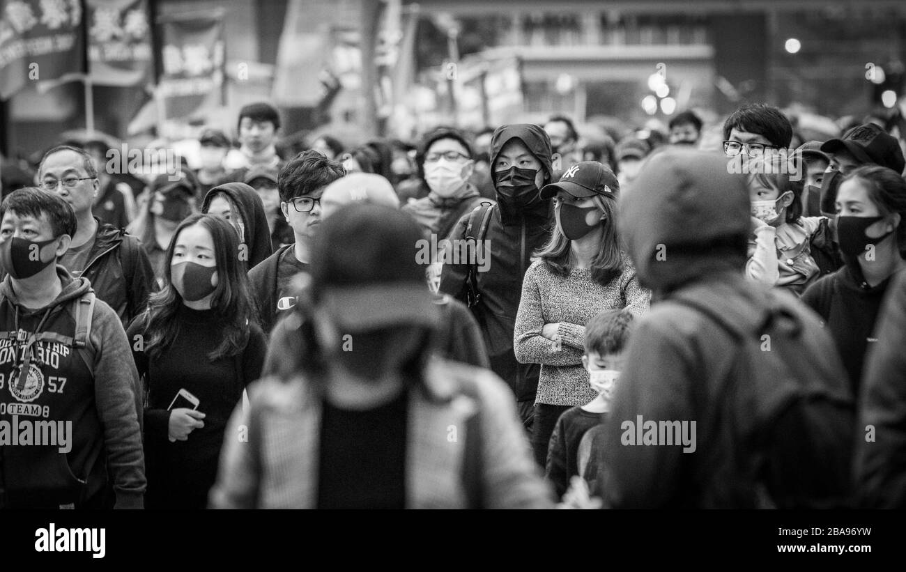 Manifestation de Hong Kong jour du nouvel an 01.01.2019 Banque D'Images